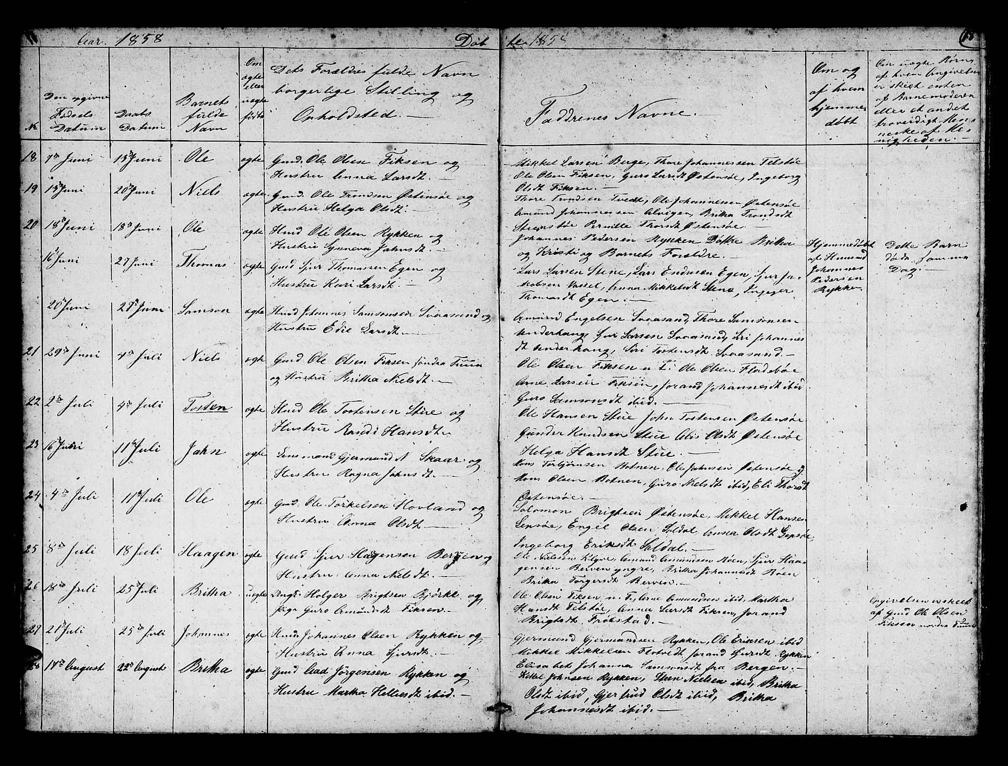 Kvam sokneprestembete, AV/SAB-A-76201/H/Hab: Parish register (copy) no. C 1, 1852-1862, p. 18