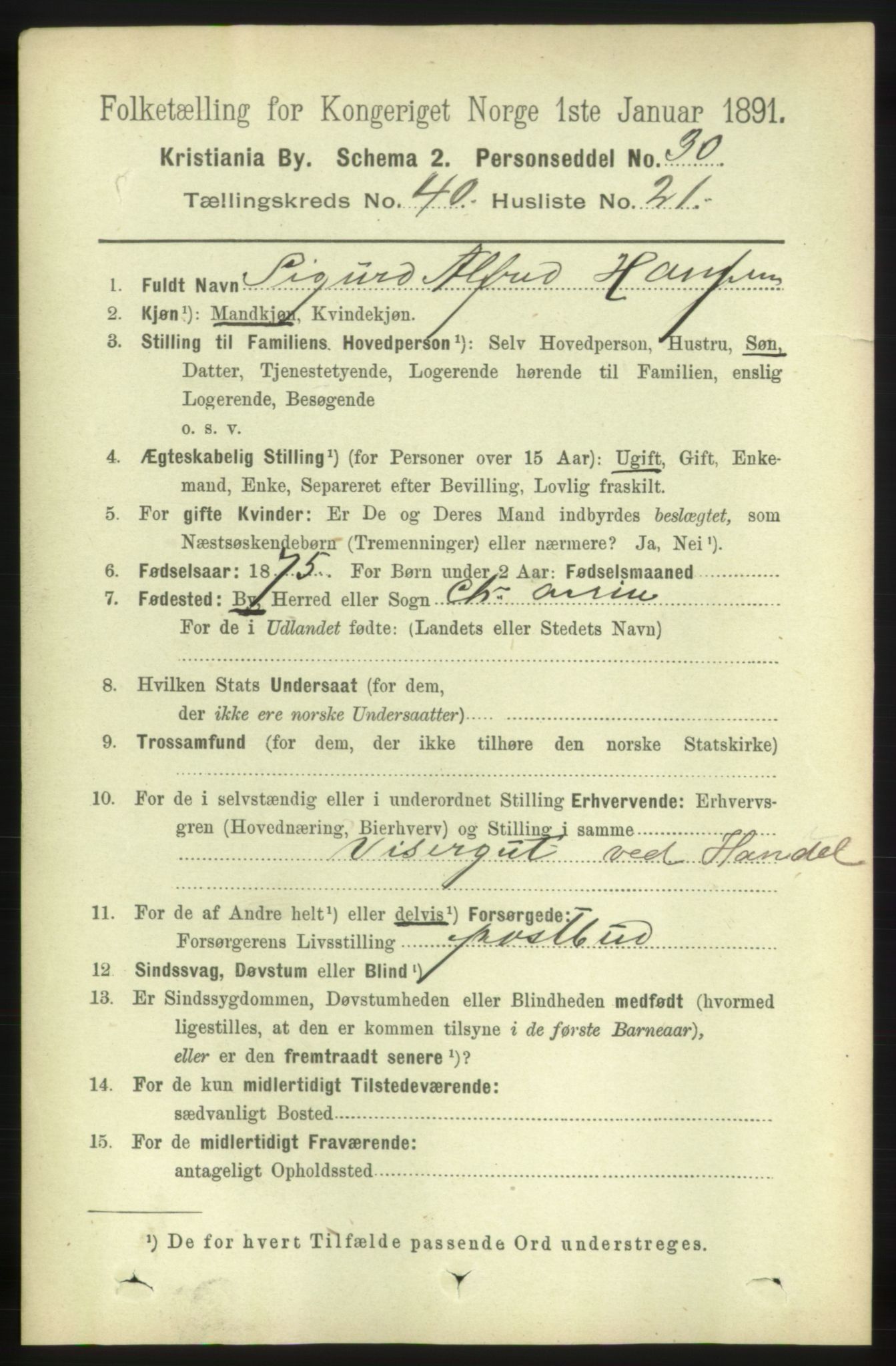 RA, 1891 census for 0301 Kristiania, 1891, p. 23528