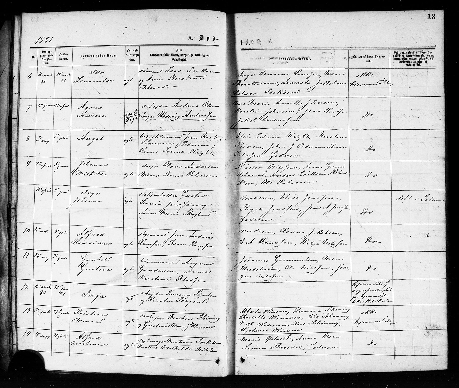 Porsgrunn kirkebøker , SAKO/A-104/G/Ga/L0003: Parish register (copy) no. I 3, 1877-1915, p. 13