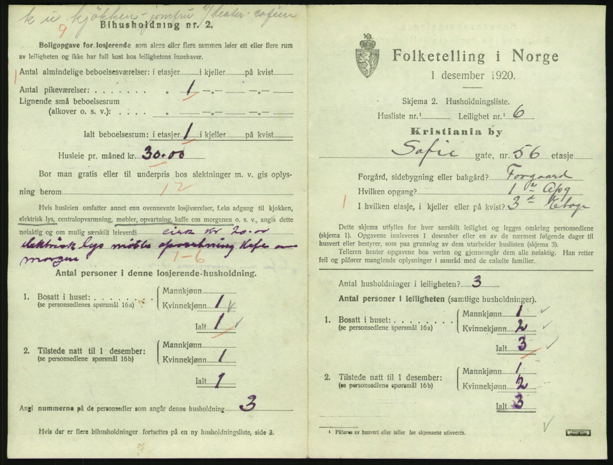 SAO, 1920 census for Kristiania, 1920, p. 99293