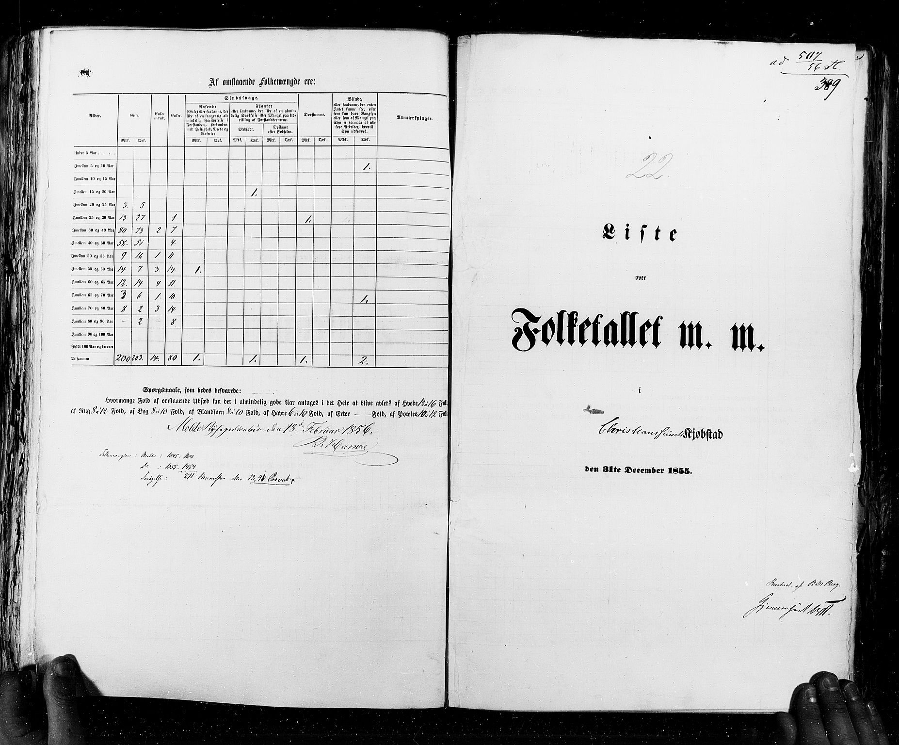 RA, Census 1855, vol. 8: Risør-Vadsø, 1855, p. 389