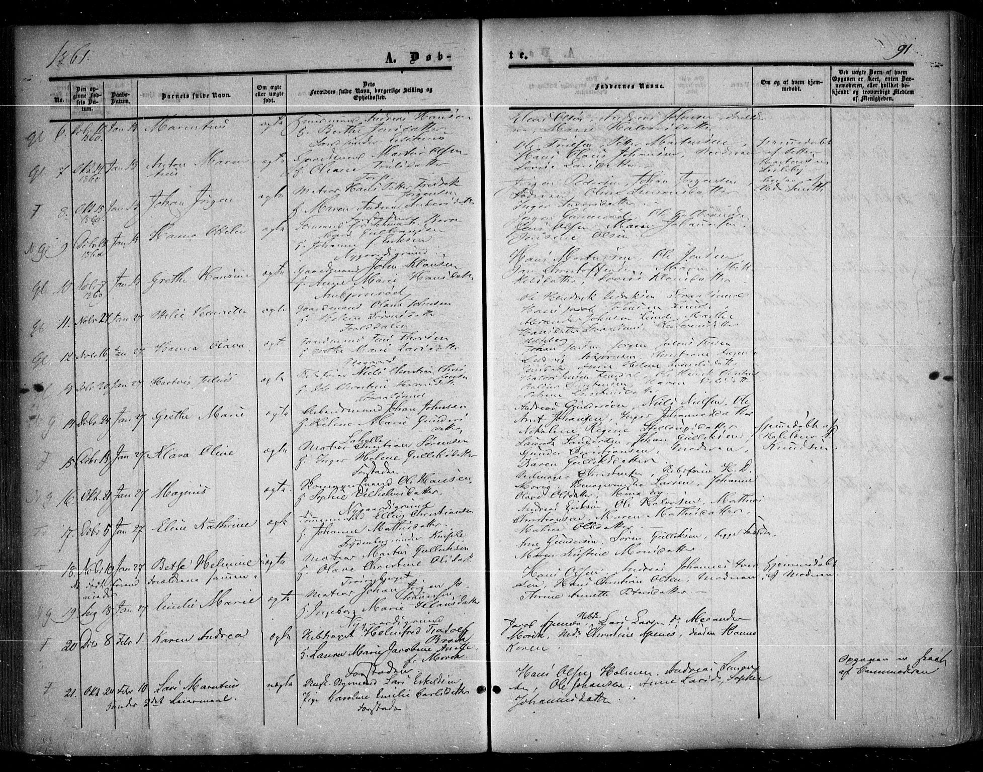 Glemmen prestekontor Kirkebøker, SAO/A-10908/F/Fa/L0007: Parish register (official) no. 7, 1853-1862, p. 91