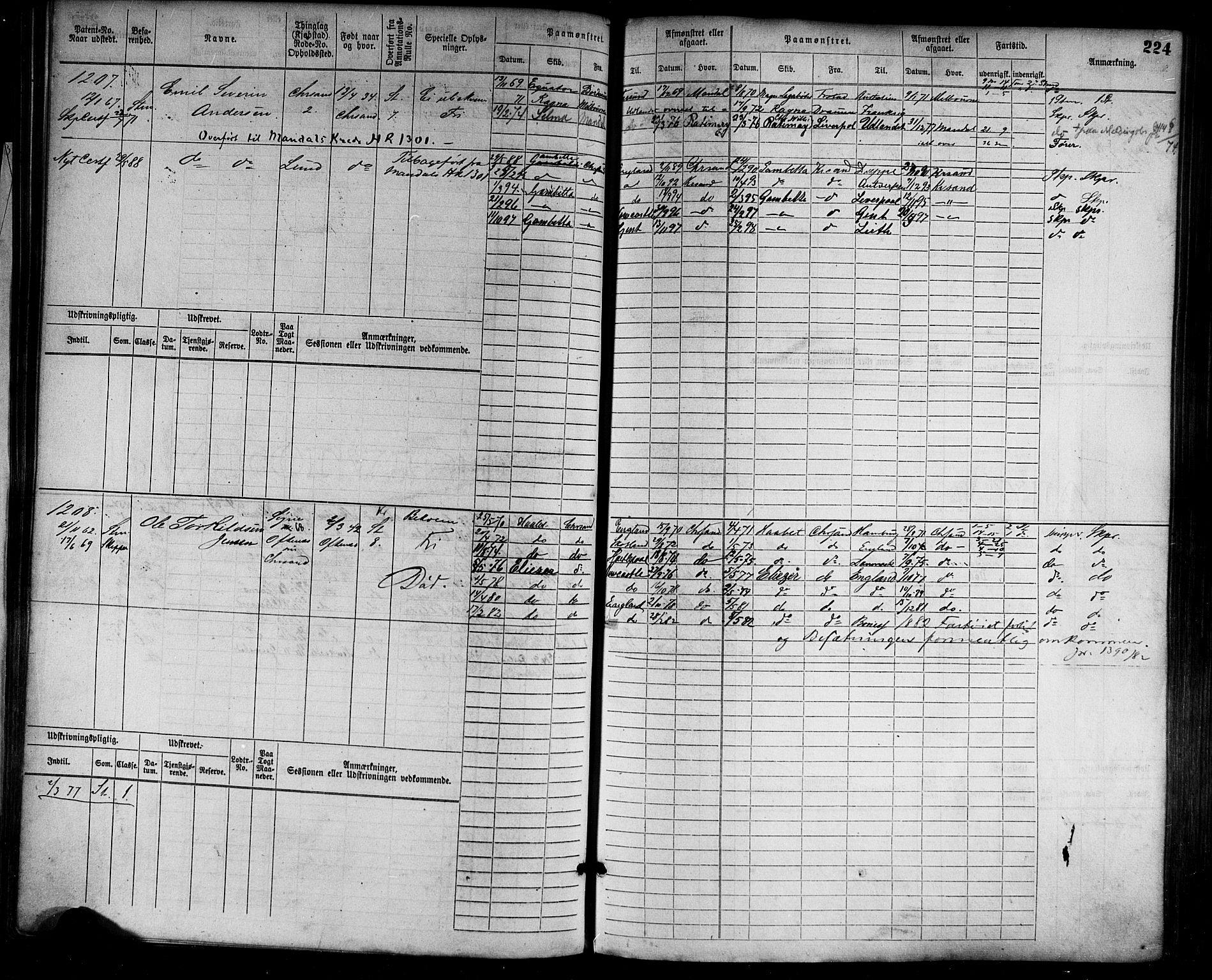 Kristiansand mønstringskrets, AV/SAK-2031-0015/F/Fb/L0004: Hovedrulle nr 763-1521, I-11, 1868-1915, p. 232