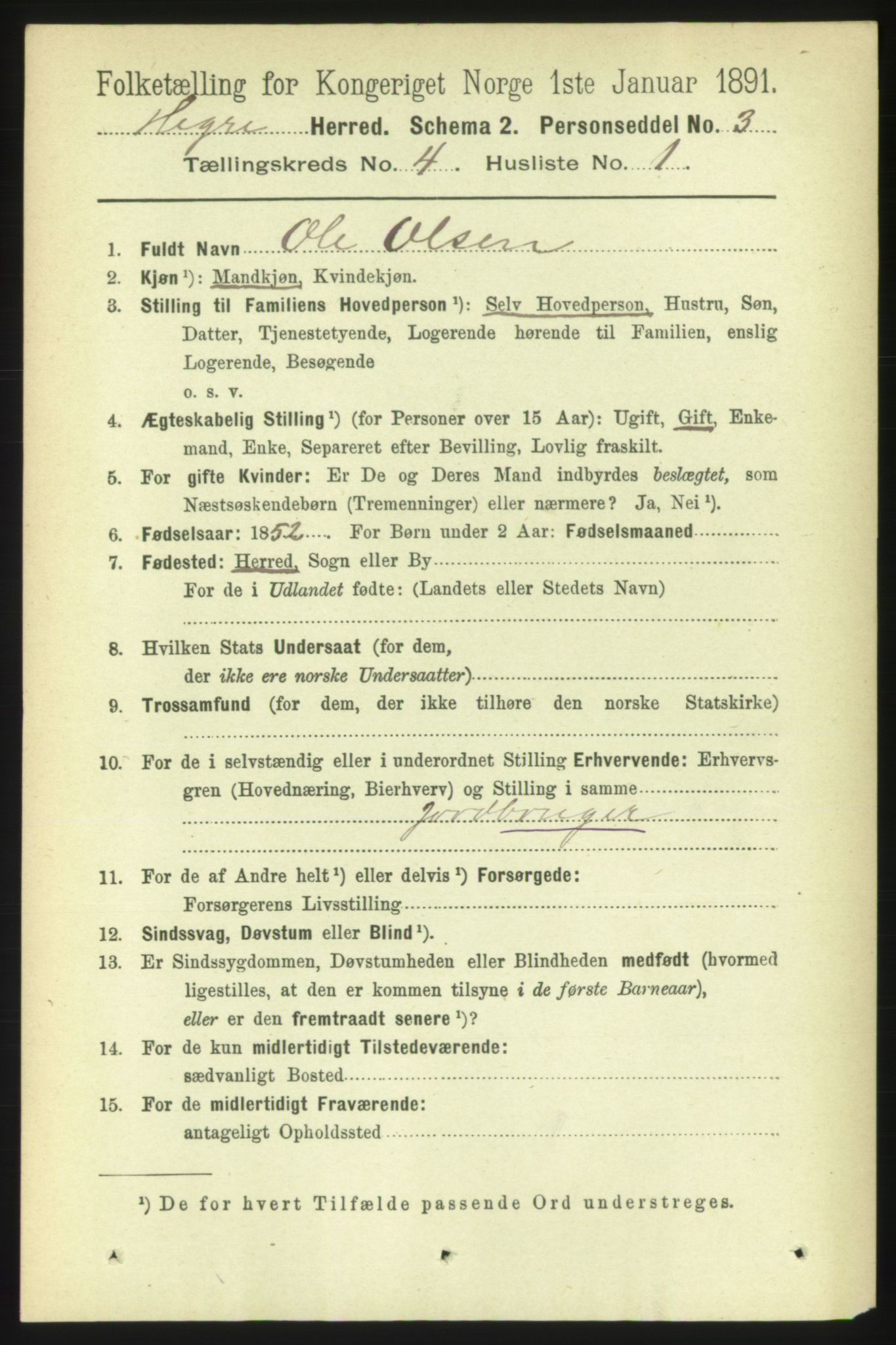 RA, 1891 census for 1712 Hegra, 1891, p. 1503