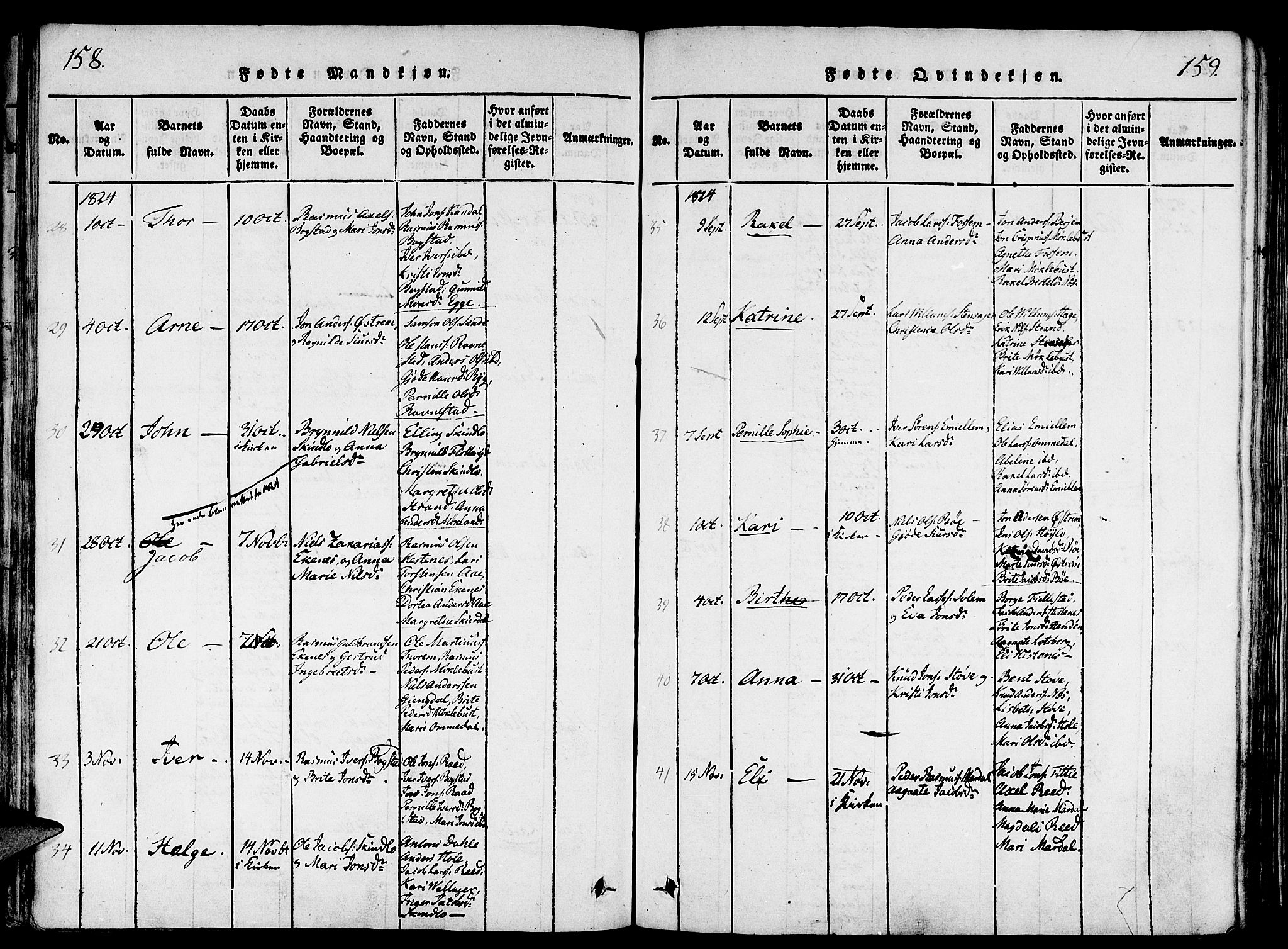 Gloppen sokneprestembete, AV/SAB-A-80101/H/Haa/Haaa/L0006: Parish register (official) no. A 6, 1816-1826, p. 158-159