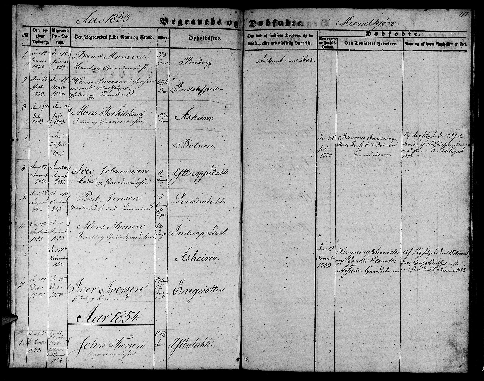 Gulen sokneprestembete, AV/SAB-A-80201/H/Hab/Habc/L0001: Parish register (copy) no. C 1, 1853-1880, p. 172