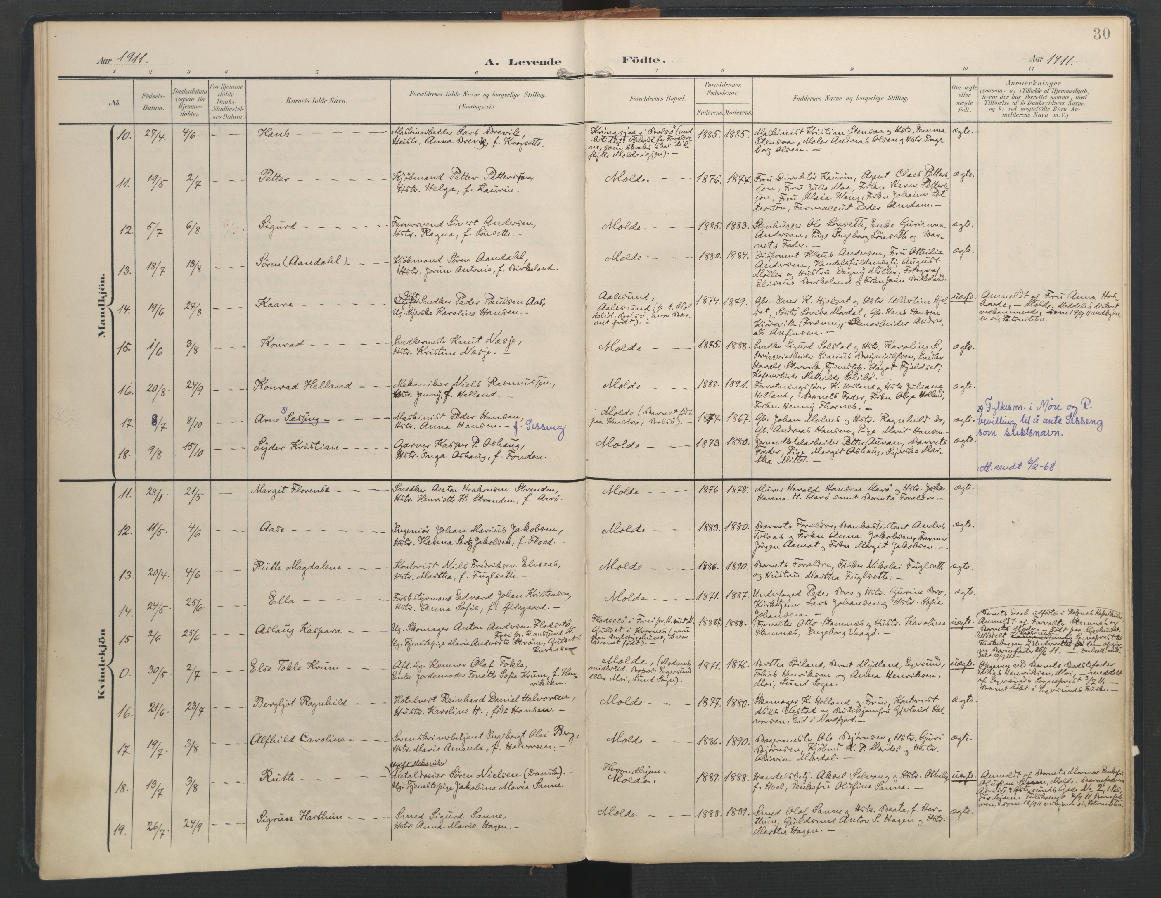 Ministerialprotokoller, klokkerbøker og fødselsregistre - Møre og Romsdal, AV/SAT-A-1454/558/L0693: Parish register (official) no. 558A07, 1903-1917, p. 30