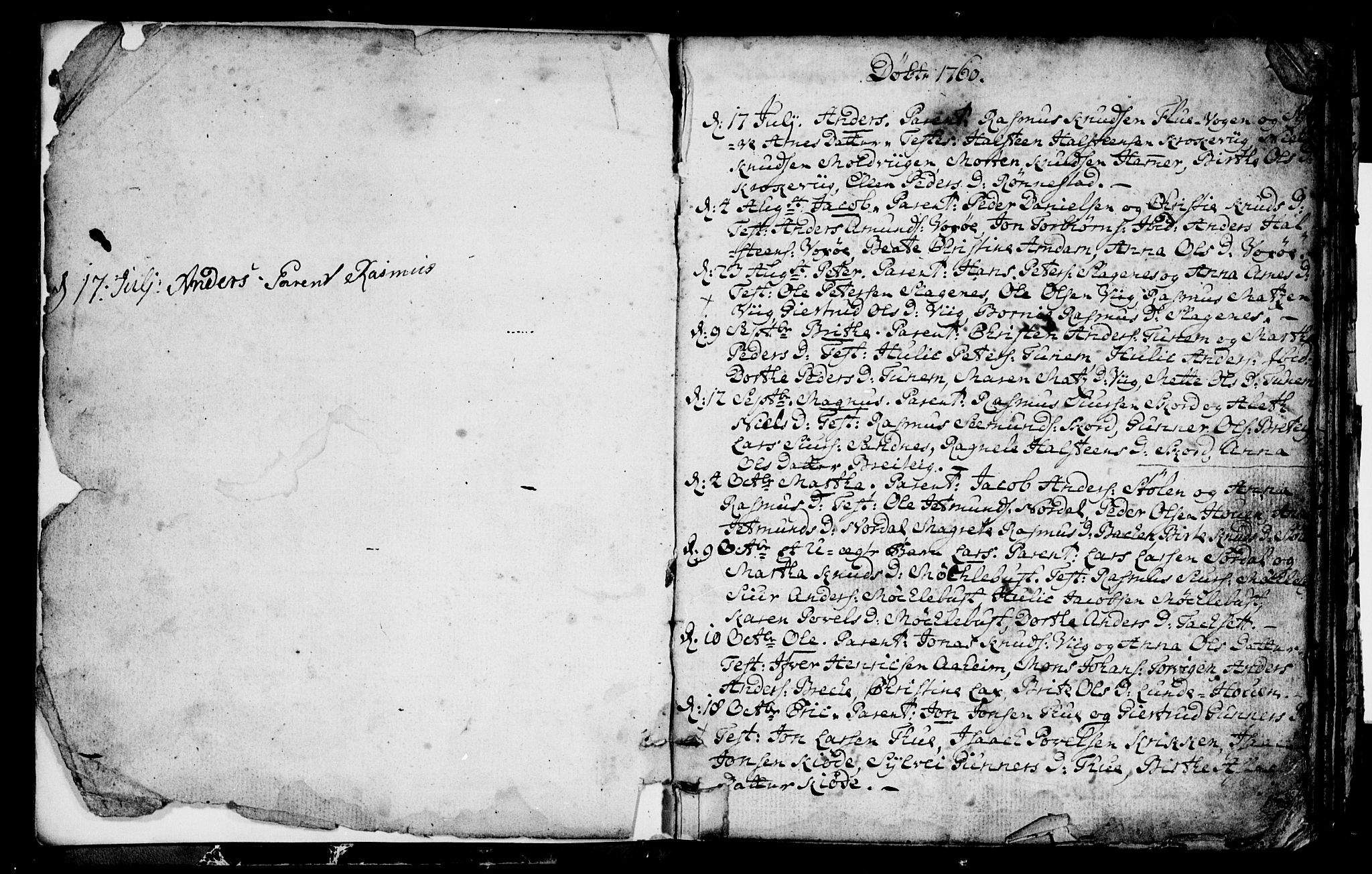 Ministerialprotokoller, klokkerbøker og fødselsregistre - Møre og Romsdal, AV/SAT-A-1454/501/L0002: Parish register (official) no. 501A02, 1760-1816, p. 1