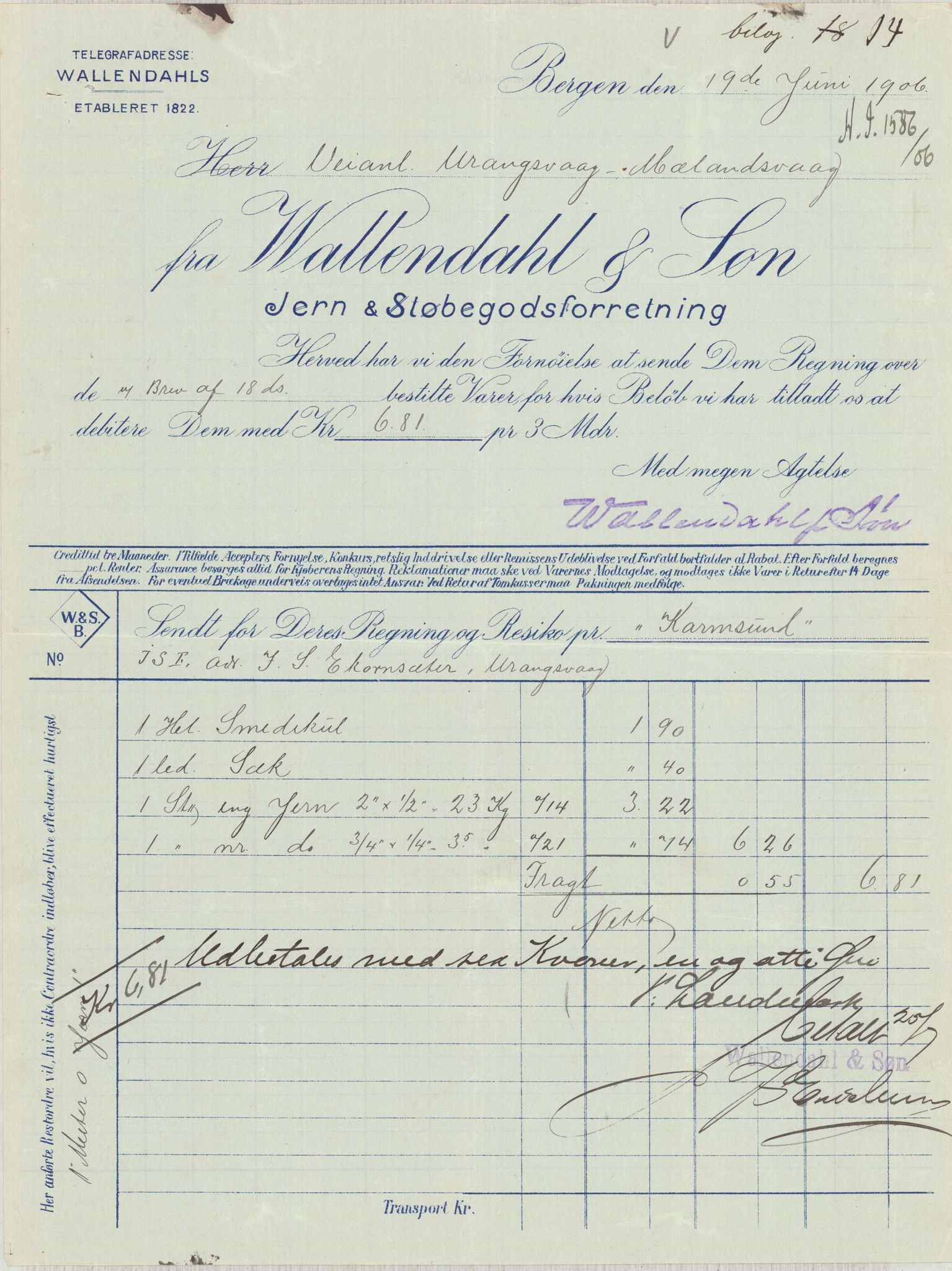 Finnaas kommune. Formannskapet, IKAH/1218a-021/E/Ea/L0002/0004: Rekneskap for veganlegg / Rekneskap for veganlegget Urangsvåg - Mælandsvåg, 1906, p. 29