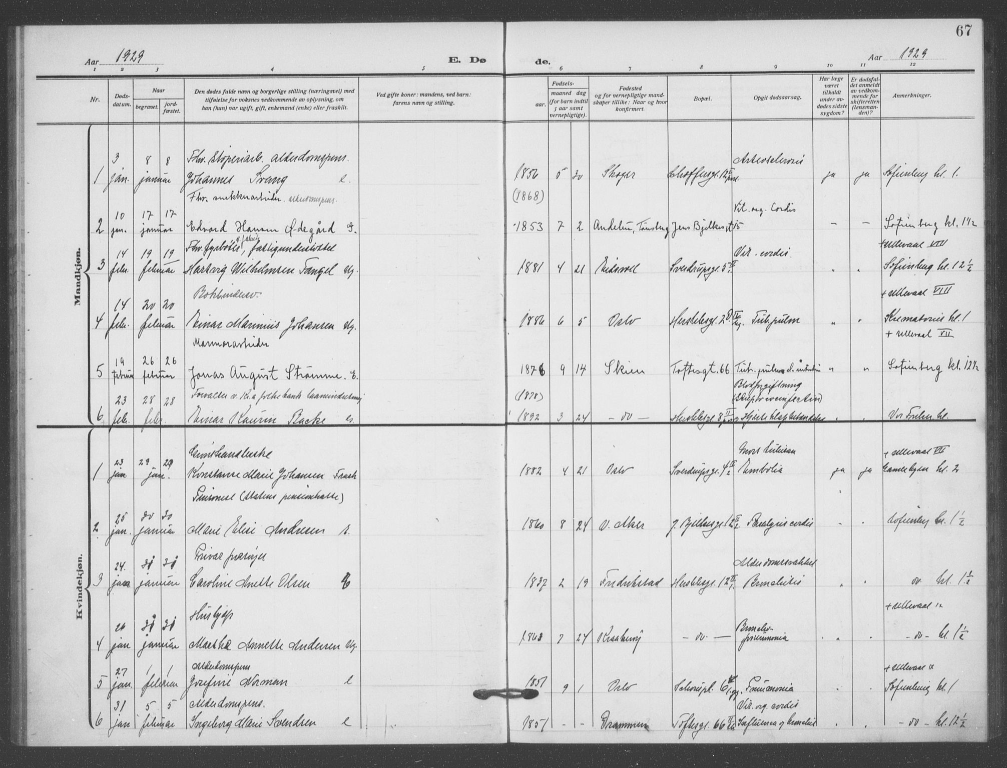 Matteus prestekontor Kirkebøker, SAO/A-10870/F/Fa/L0004: Parish register (official) no. 4, 1917-1938, p. 67