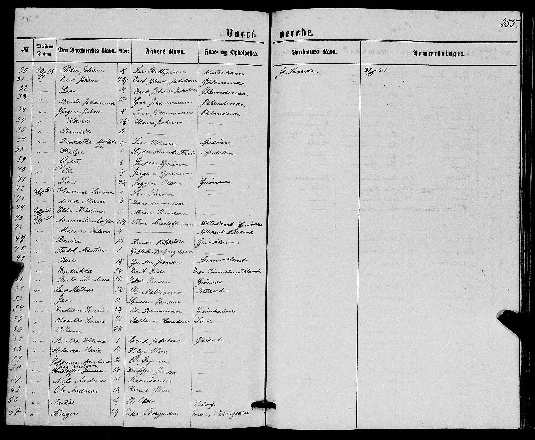 Finnås sokneprestembete, SAB/A-99925/H/Ha/Haa/Haaa/L0008: Parish register (official) no. A 8, 1863-1872, p. 255