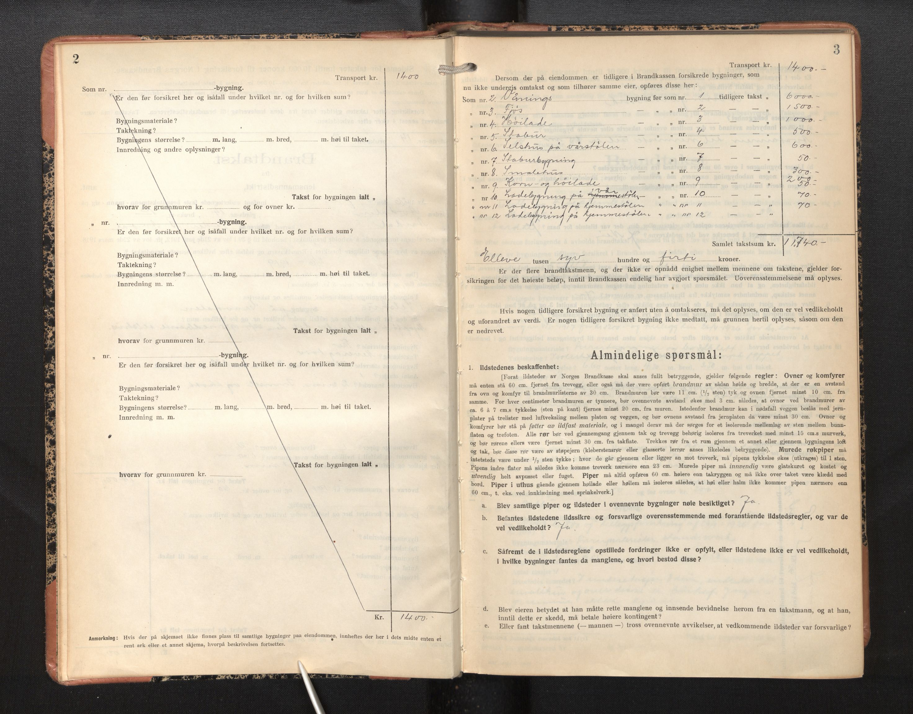 Lensmannen i Årdal, AV/SAB-A-30501/0012/L0010: Branntakstprotokoll, skjematakst, 1926-1939, p. 2-3