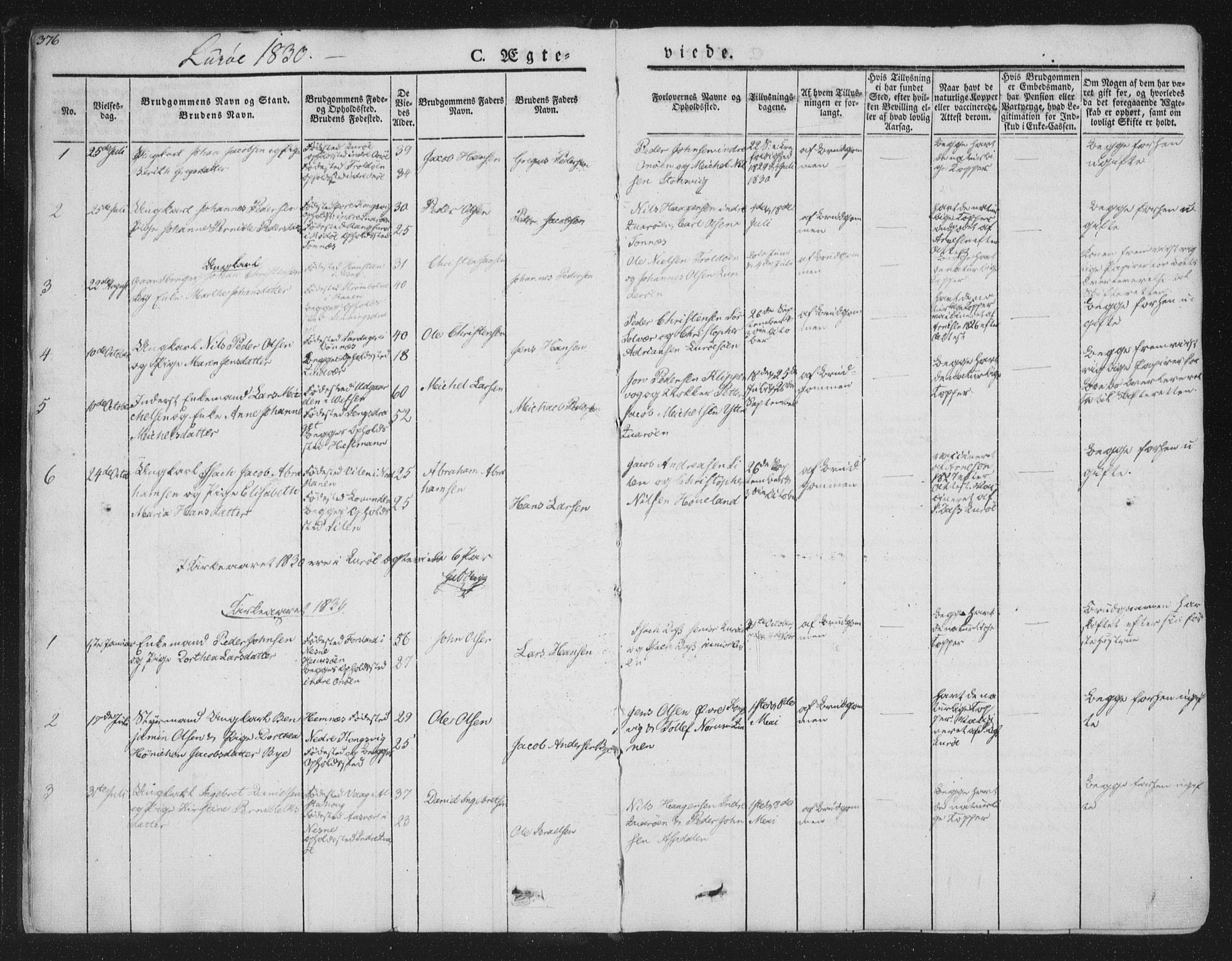 Ministerialprotokoller, klokkerbøker og fødselsregistre - Nordland, SAT/A-1459/839/L0566: Parish register (official) no. 839A03, 1825-1862, p. 376