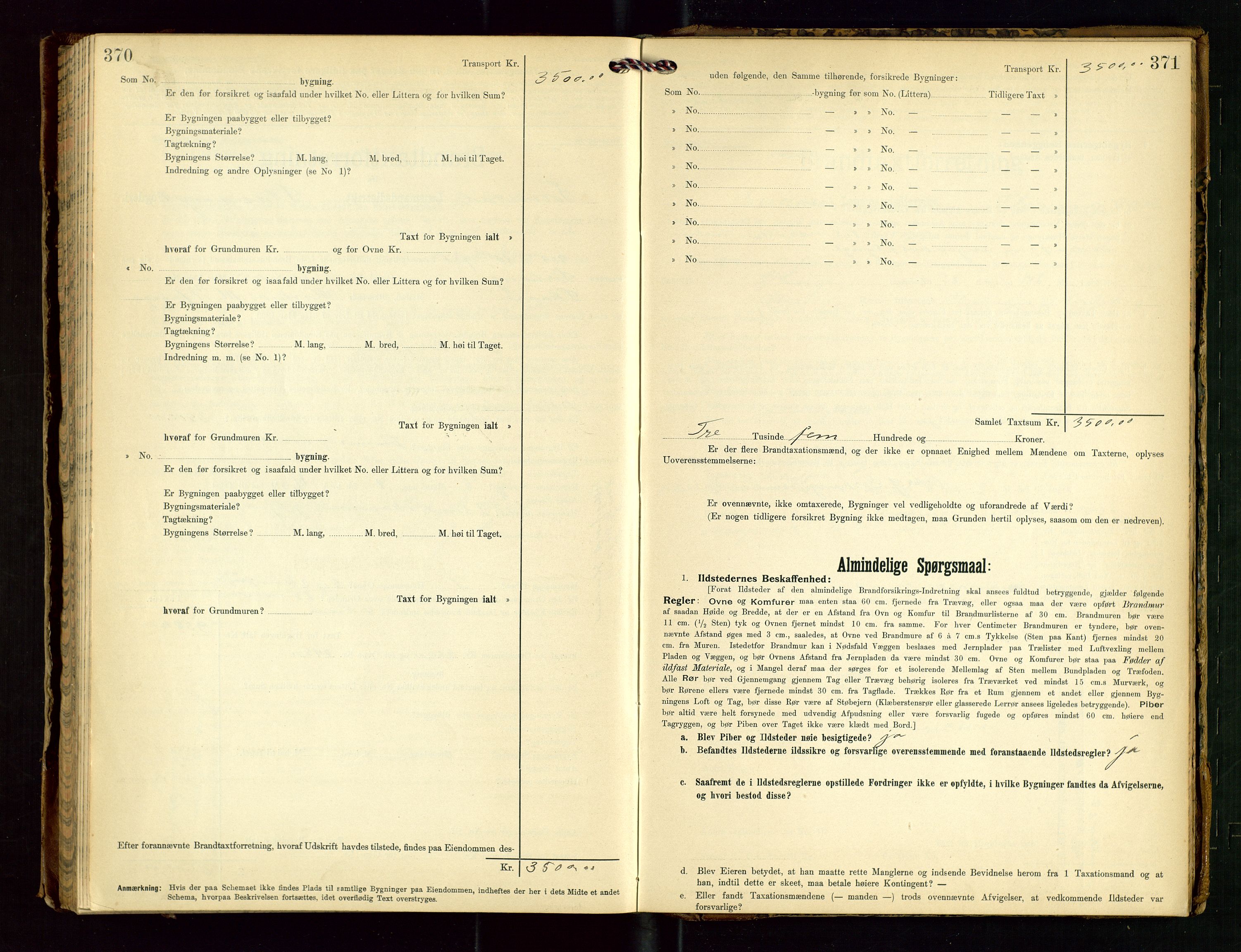 Torvestad lensmannskontor, AV/SAST-A-100307/1/Gob/L0003: "Brandtaxationsprotokol for Torvestad Lensmannsdistrikt", 1905-1909, p. 370-371