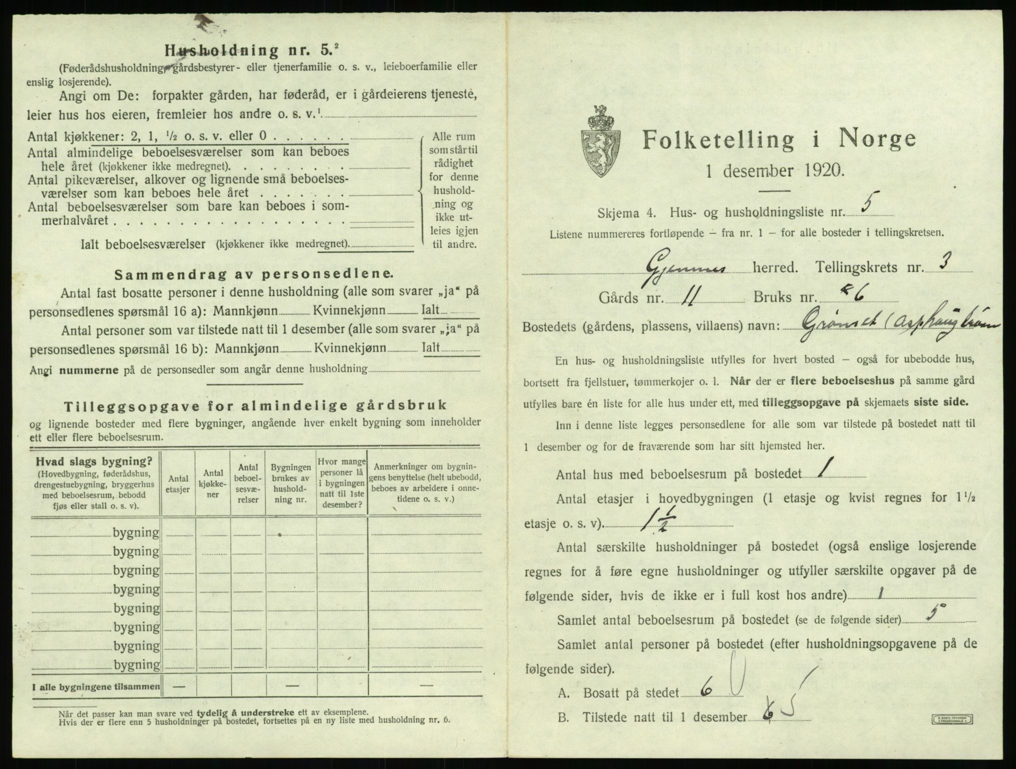 SAT, 1920 census for Gjemnes, 1920, p. 202