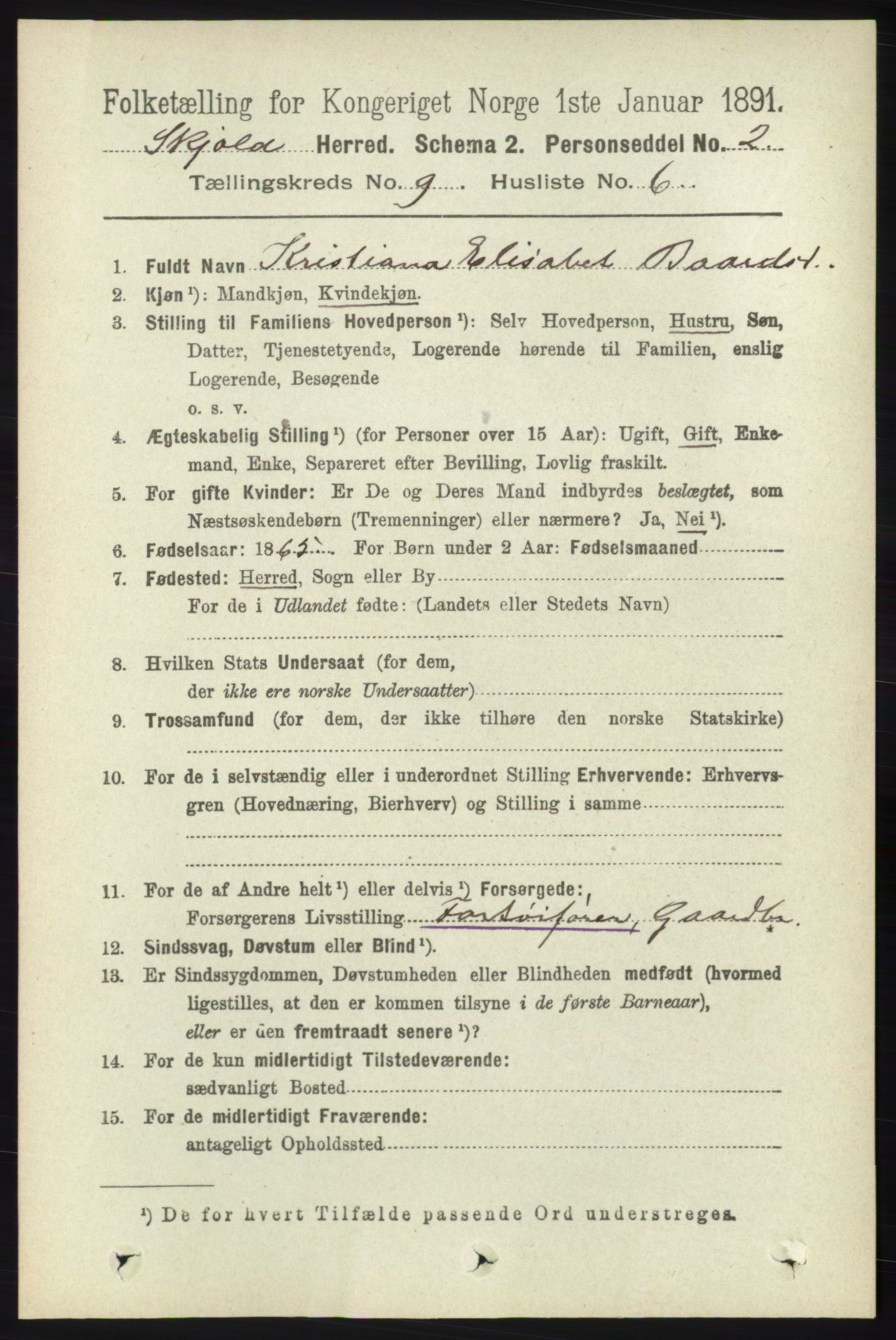 RA, 1891 census for 1154 Skjold, 1891, p. 1810