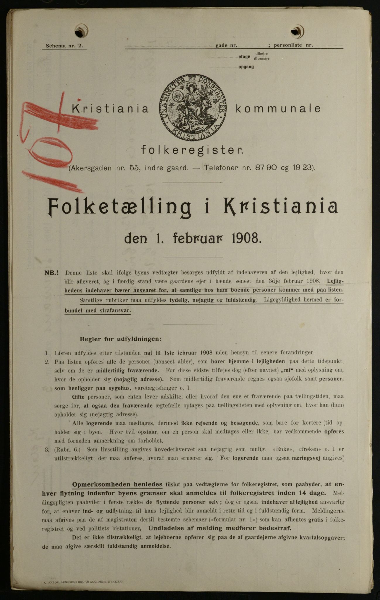 OBA, Municipal Census 1908 for Kristiania, 1908, p. 100116