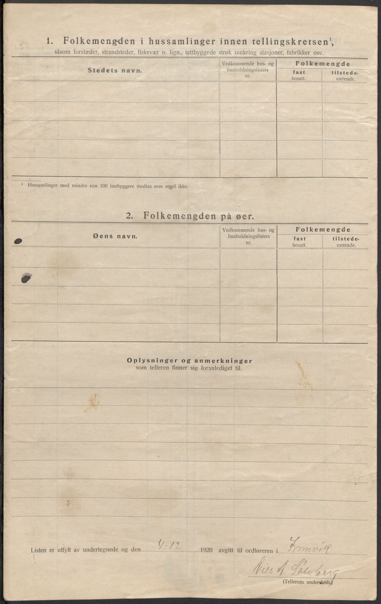 SAB, 1920 census for Innvik, 1920, p. 37