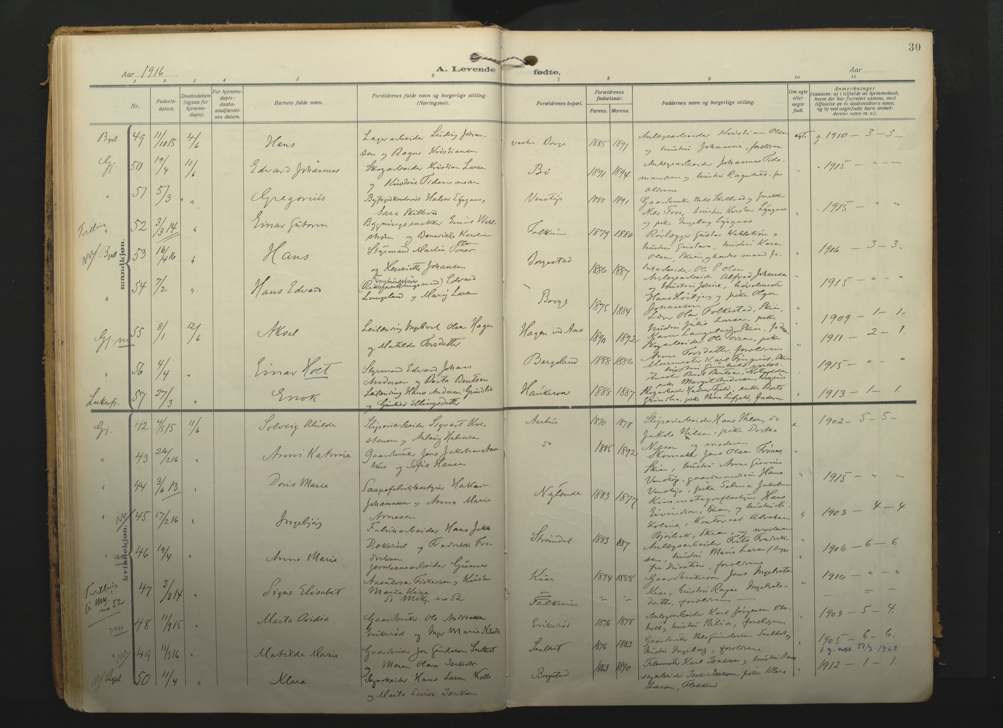 Gjerpen kirkebøker, SAKO/A-265/F/Fa/L0013: Parish register (official) no. I 13, 1914-1924, p. 30