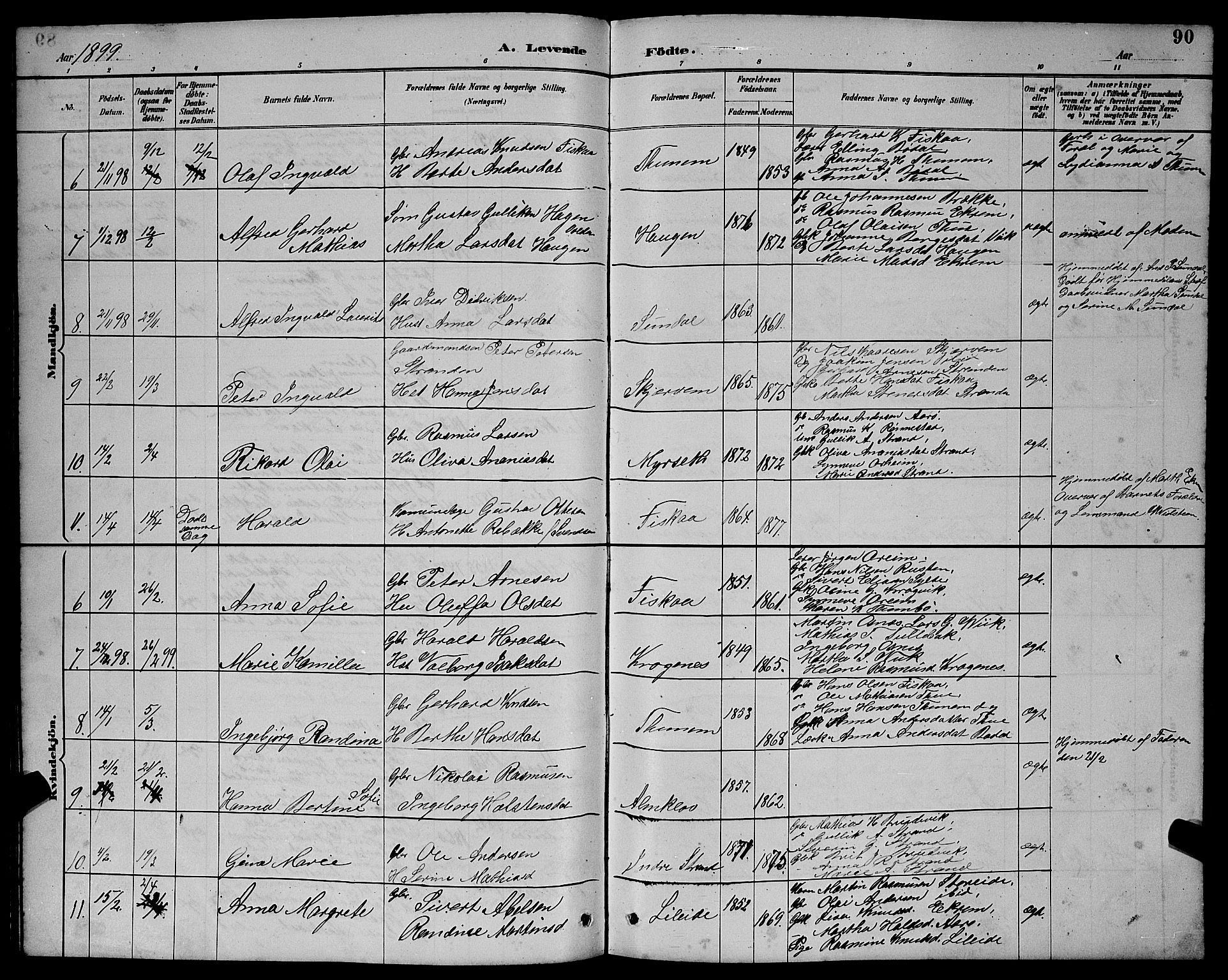 Ministerialprotokoller, klokkerbøker og fødselsregistre - Møre og Romsdal, AV/SAT-A-1454/501/L0017: Parish register (copy) no. 501C03, 1885-1901, p. 90