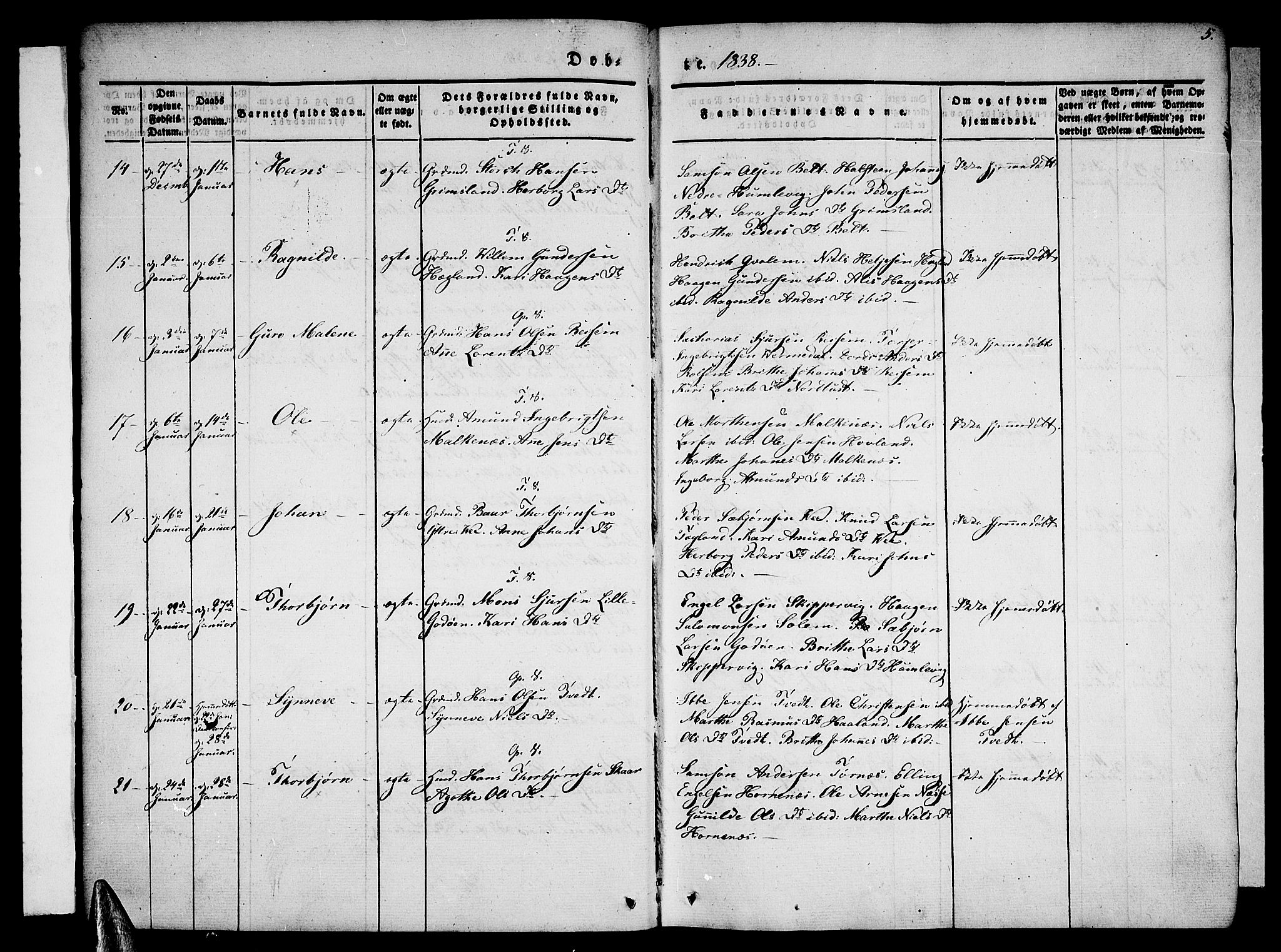 Tysnes sokneprestembete, AV/SAB-A-78601/H/Haa: Parish register (official) no. A 9, 1837-1848, p. 5