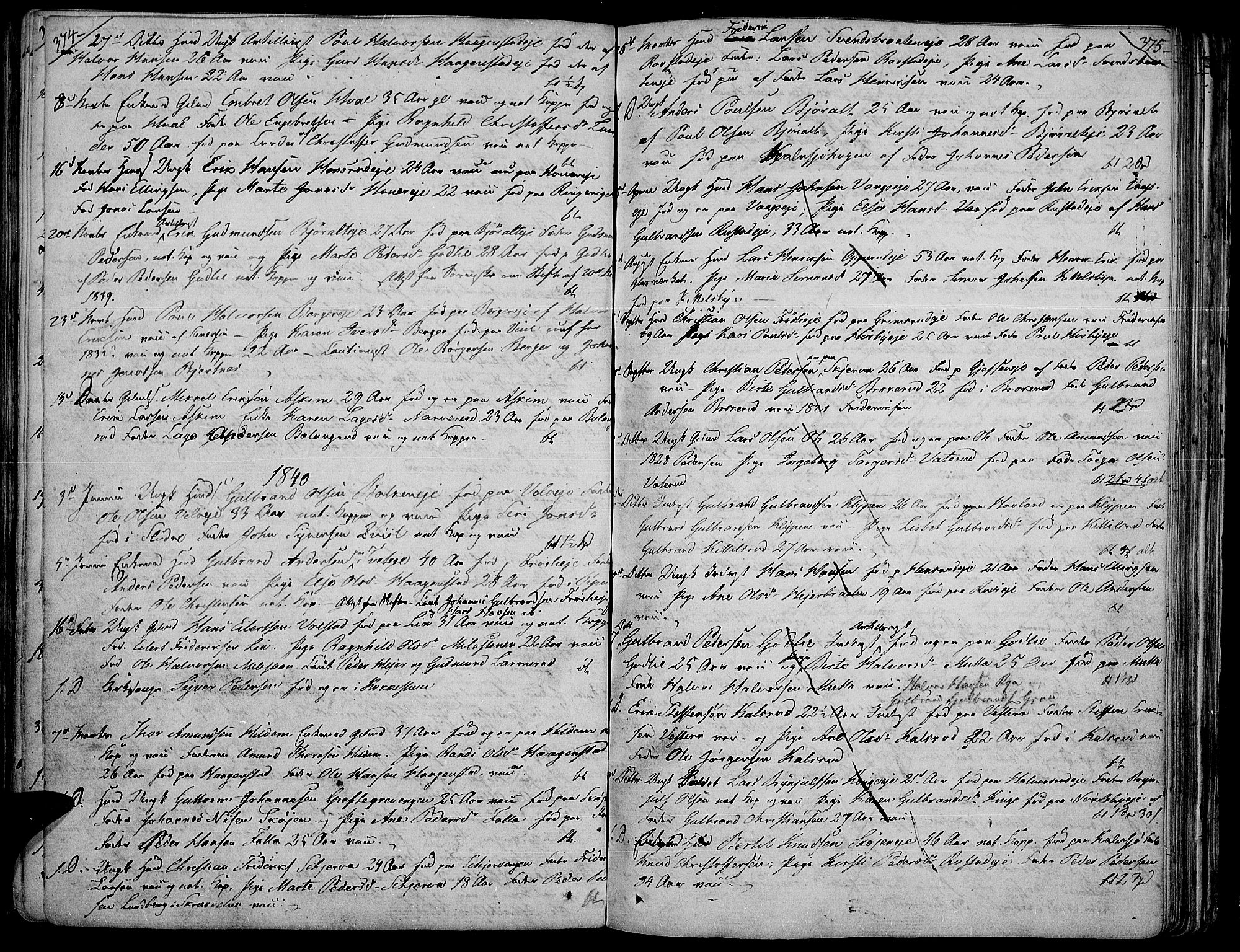 Jevnaker prestekontor, SAH/PREST-116/H/Ha/Haa/L0004: Parish register (official) no. 4, 1800-1861, p. 374-375