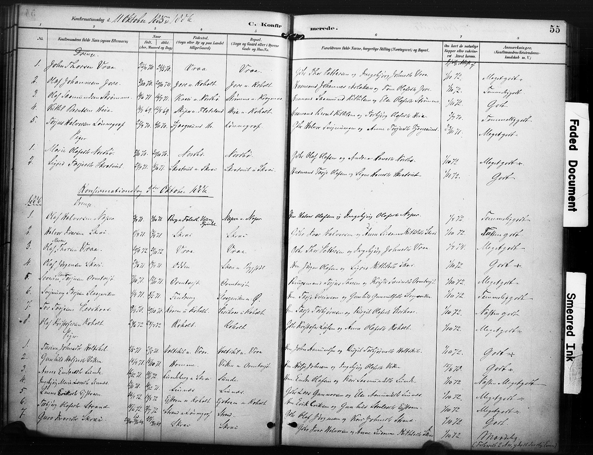 Kviteseid kirkebøker, SAKO/A-276/F/Fc/L0002: Parish register (official) no. III 2, 1882-1908, p. 55