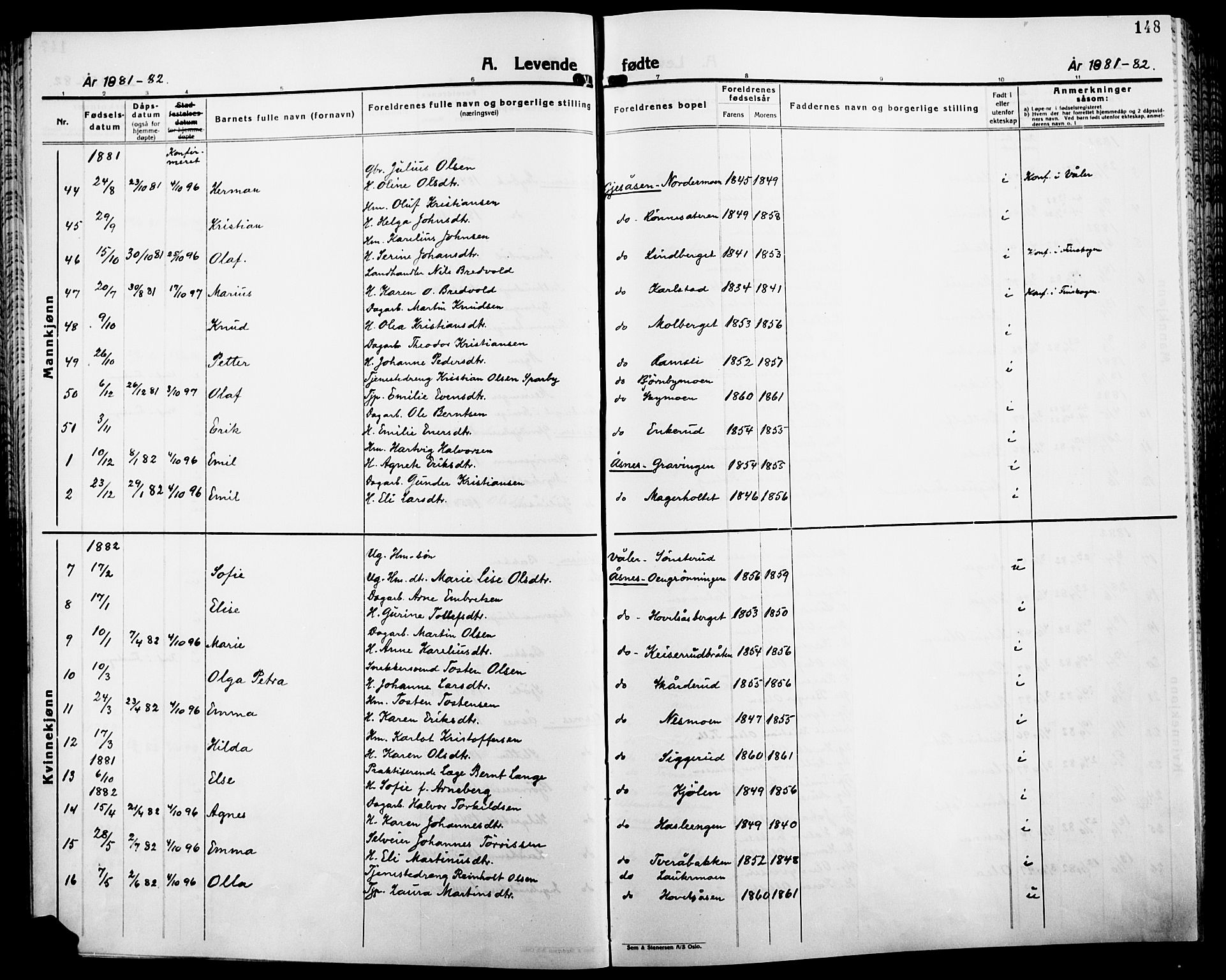 Åsnes prestekontor, AV/SAH-PREST-042/H/Ha/Haa/L0000B: Parish register (official), 1870-1889, p. 148