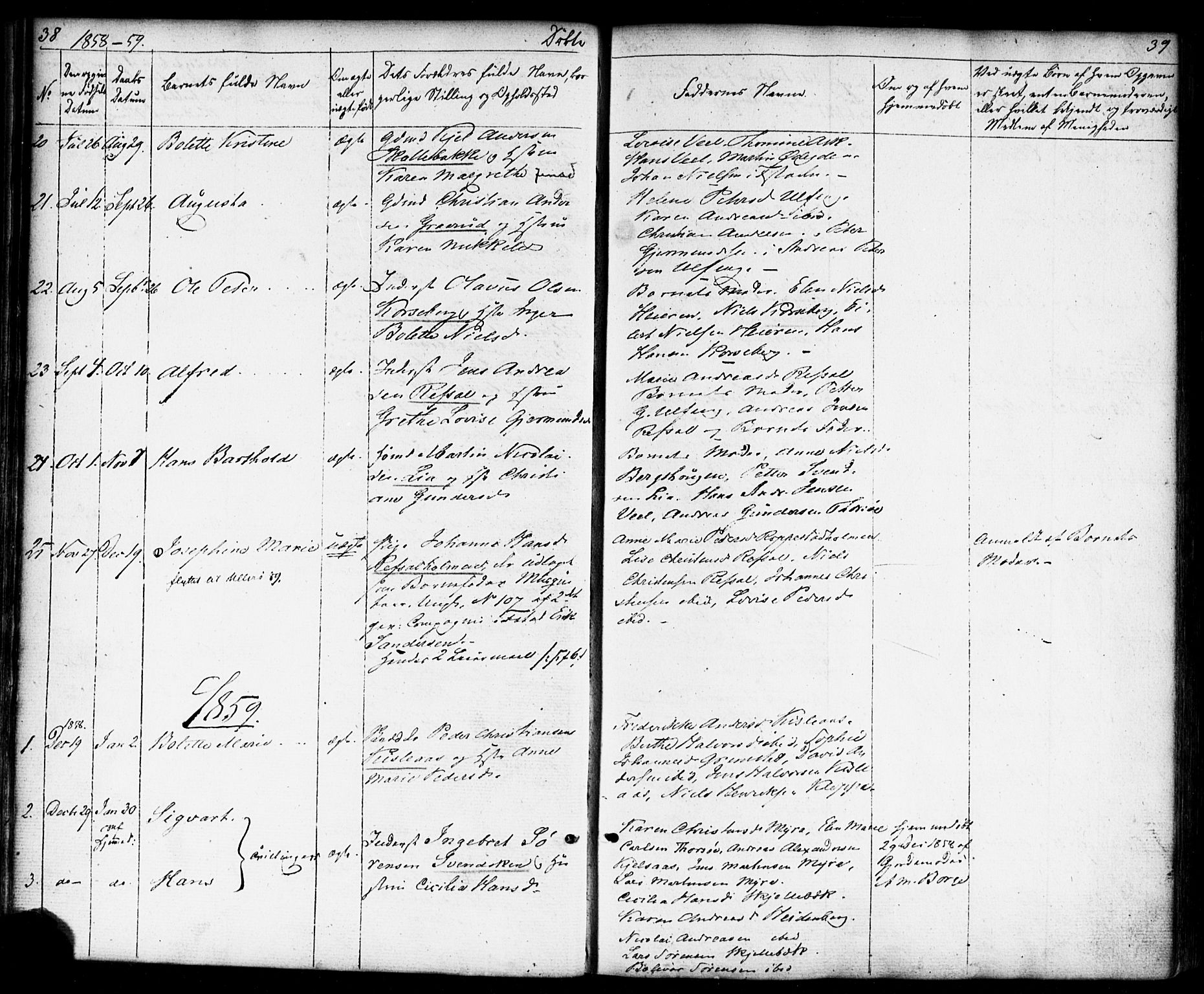 Borge prestekontor Kirkebøker, AV/SAO-A-10903/F/Fb/L0002: Parish register (official) no. II 2, 1853-1877, p. 38-39