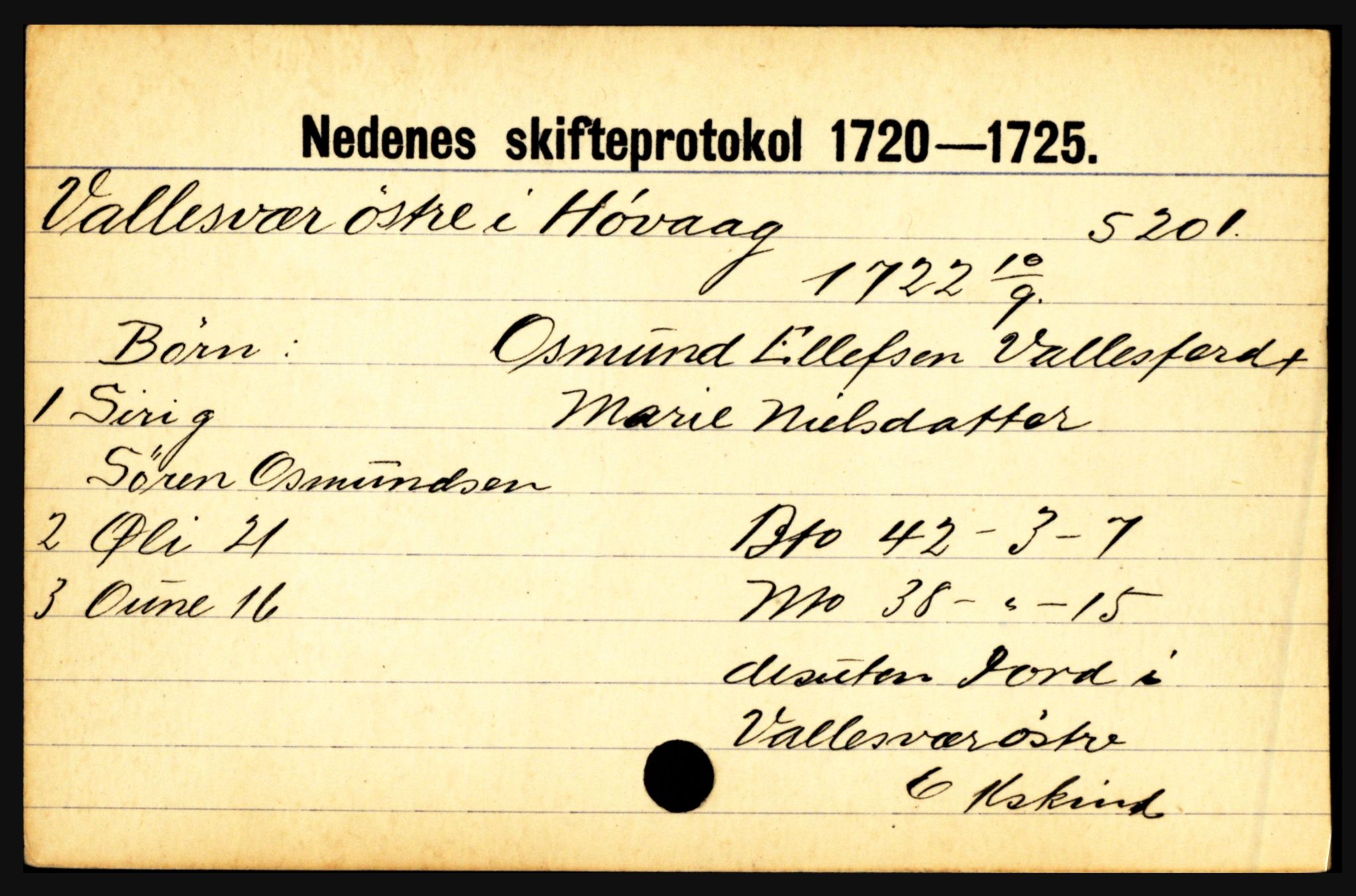 Nedenes sorenskriveri før 1824, AV/SAK-1221-0007/H, p. 32501