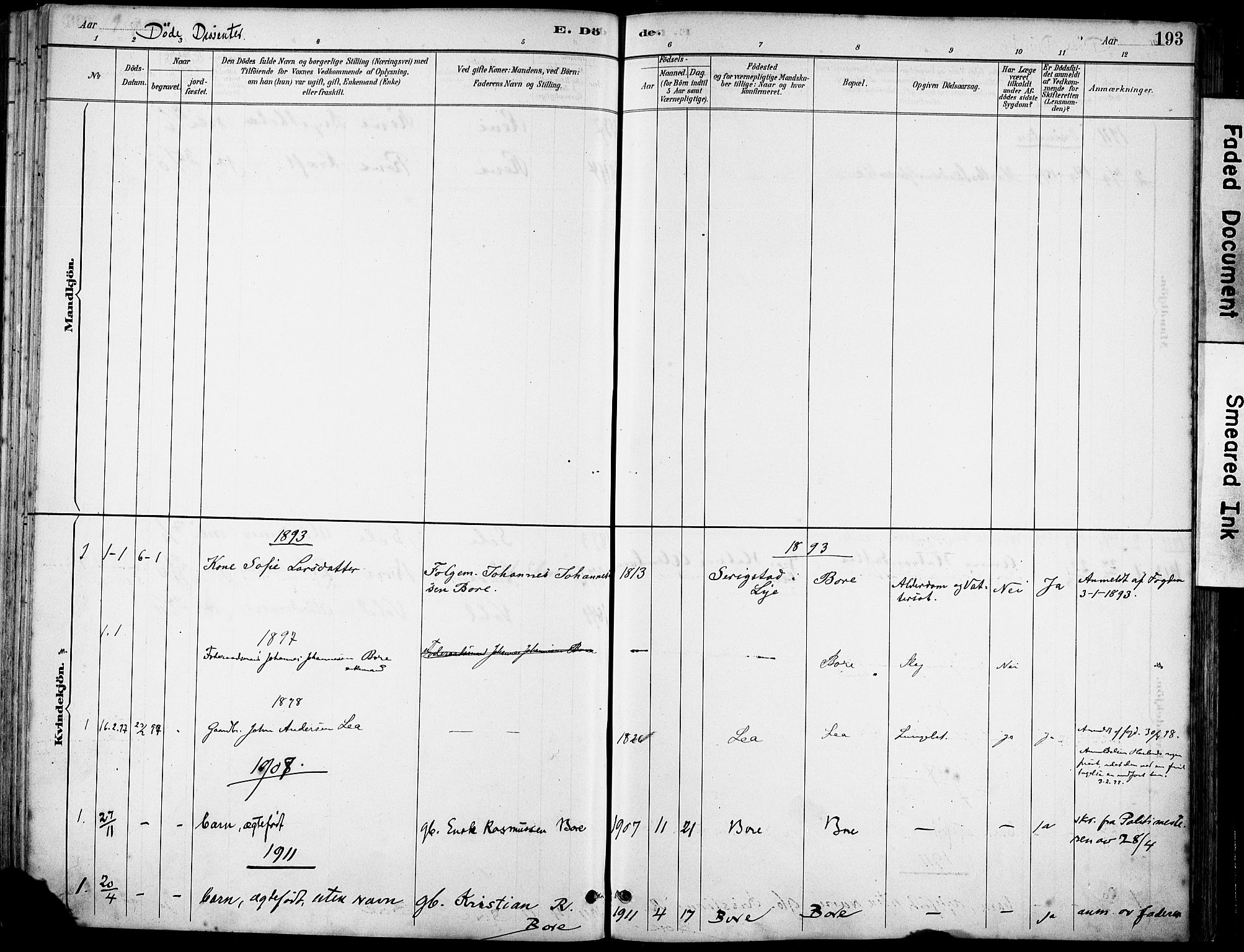 Klepp sokneprestkontor, SAST/A-101803/001/3/30BA/L0008: Parish register (official) no. A 9, 1886-1919, p. 193