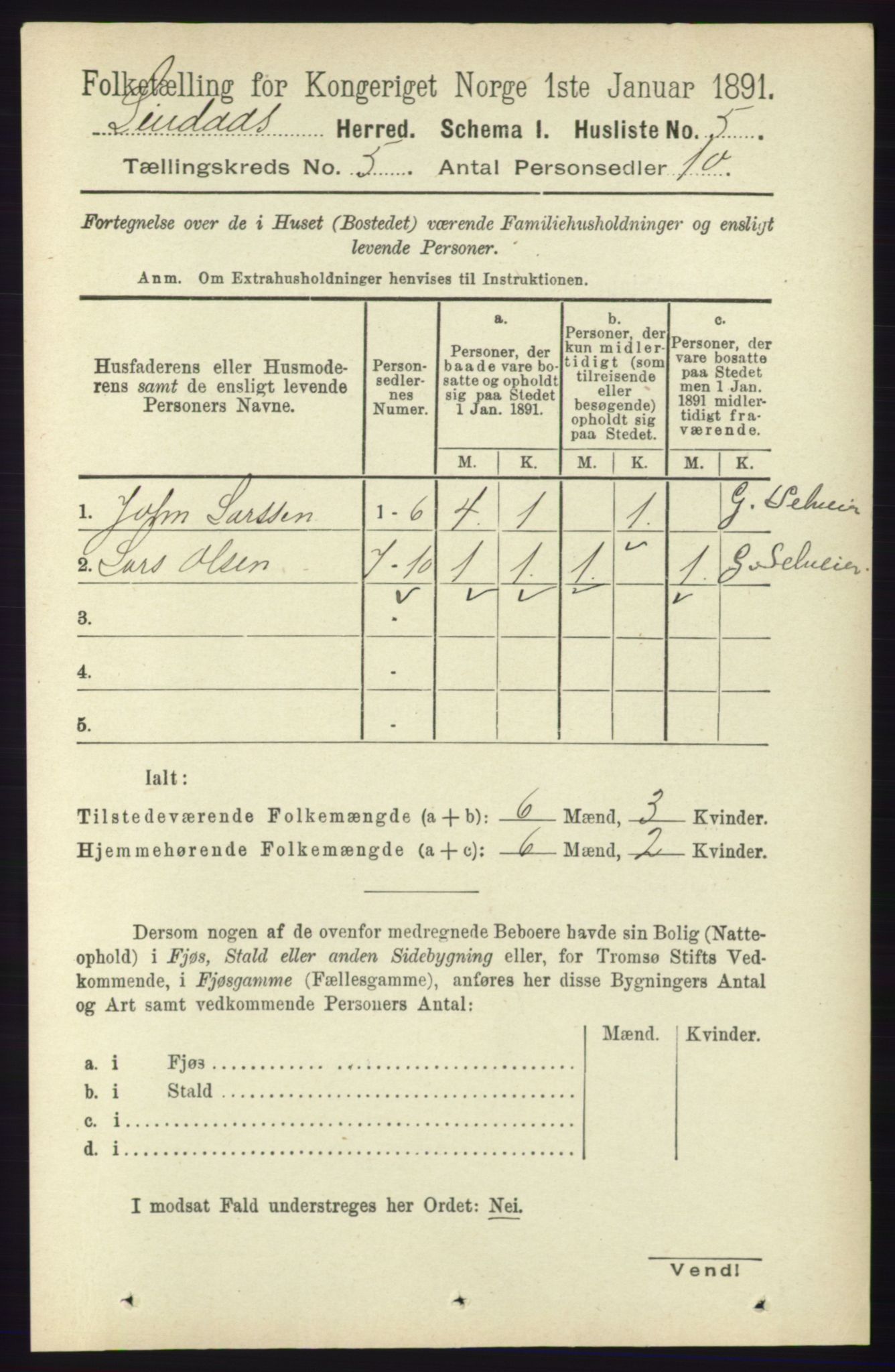 RA, 1891 census for 1263 Lindås, 1891, p. 1400