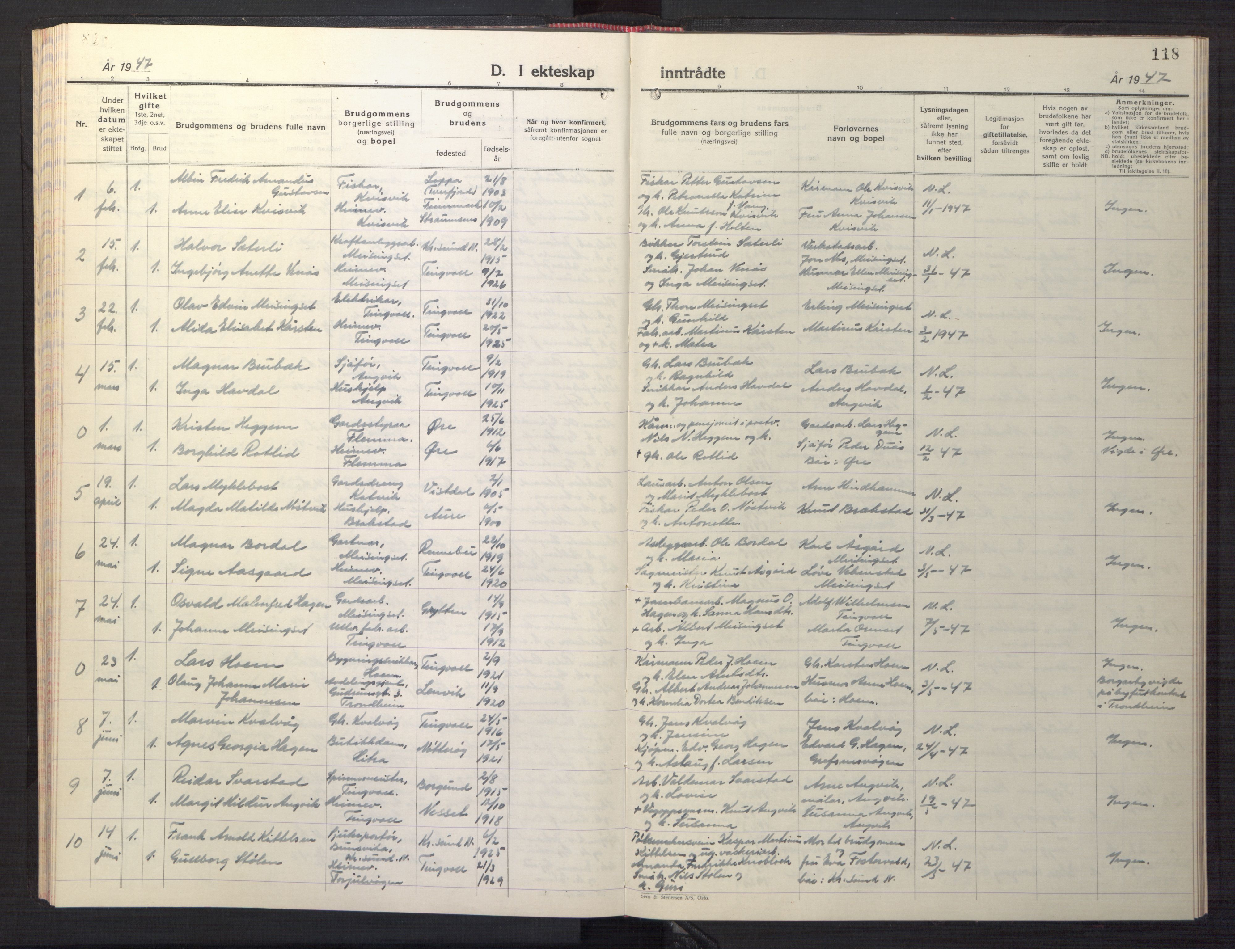 Ministerialprotokoller, klokkerbøker og fødselsregistre - Møre og Romsdal, AV/SAT-A-1454/586/L0996: Parish register (copy) no. 586C07, 1944-1949, p. 118