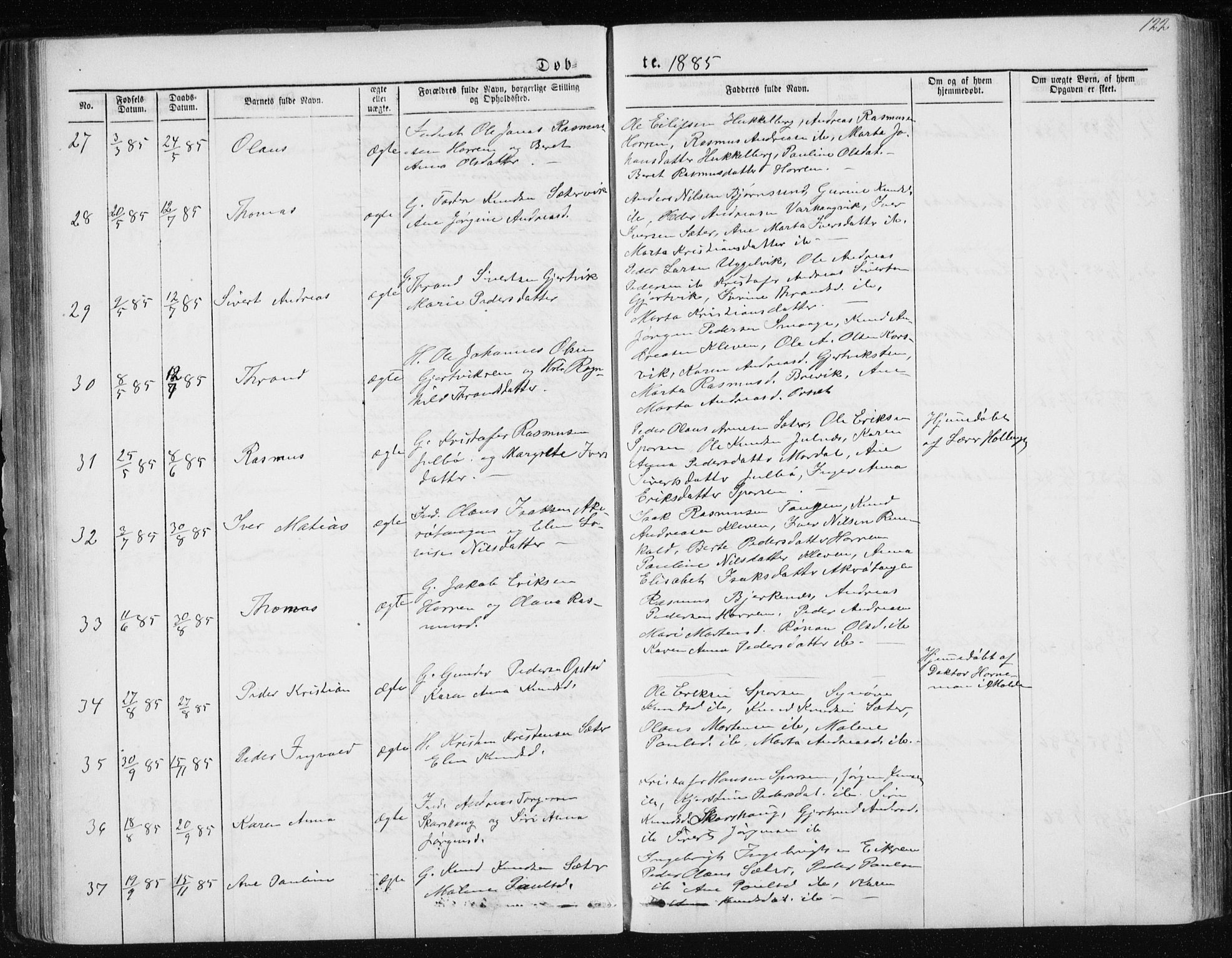 Ministerialprotokoller, klokkerbøker og fødselsregistre - Møre og Romsdal, AV/SAT-A-1454/560/L0724: Parish register (copy) no. 560C01, 1867-1892, p. 122