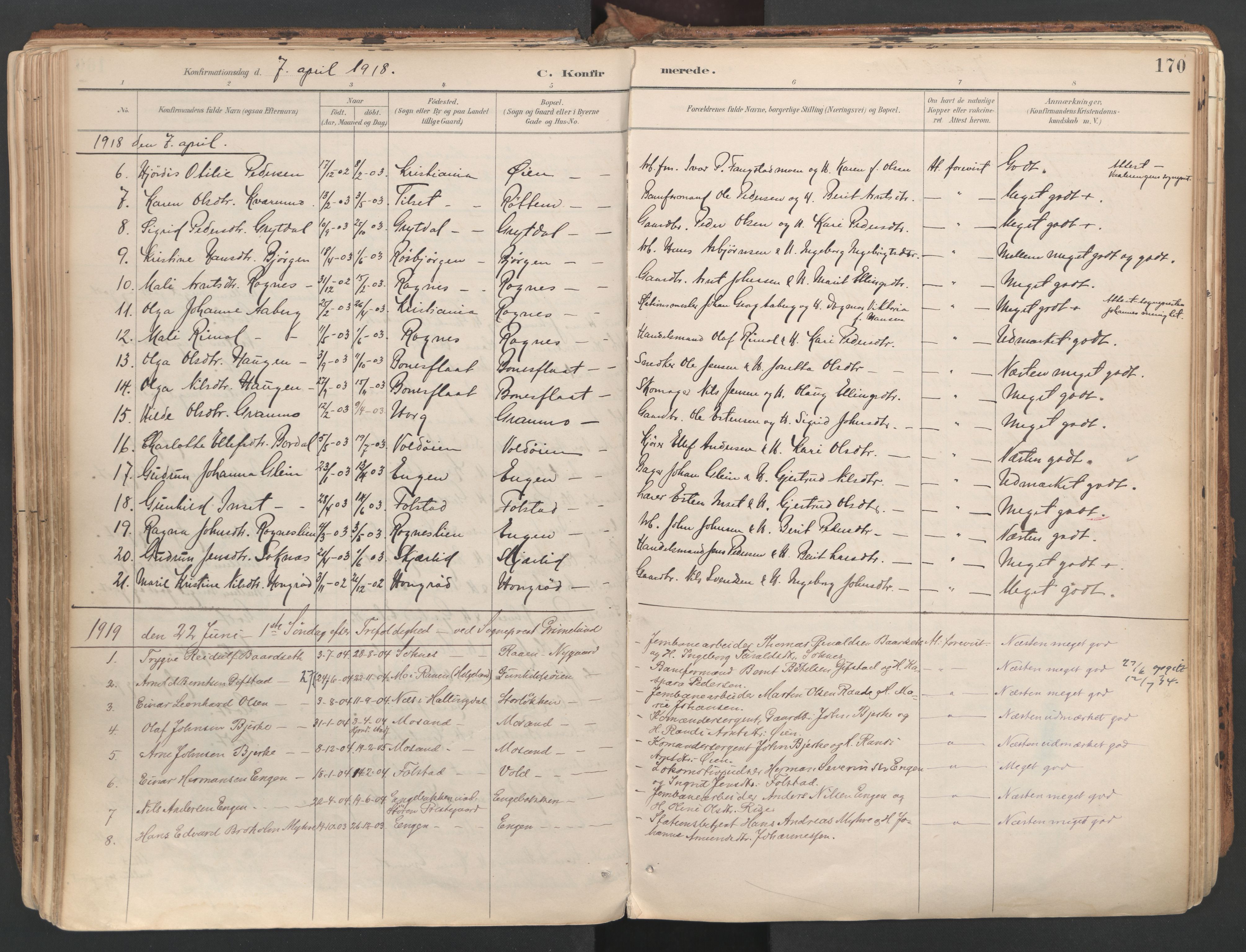Ministerialprotokoller, klokkerbøker og fødselsregistre - Sør-Trøndelag, SAT/A-1456/687/L1004: Parish register (official) no. 687A10, 1891-1923, p. 170