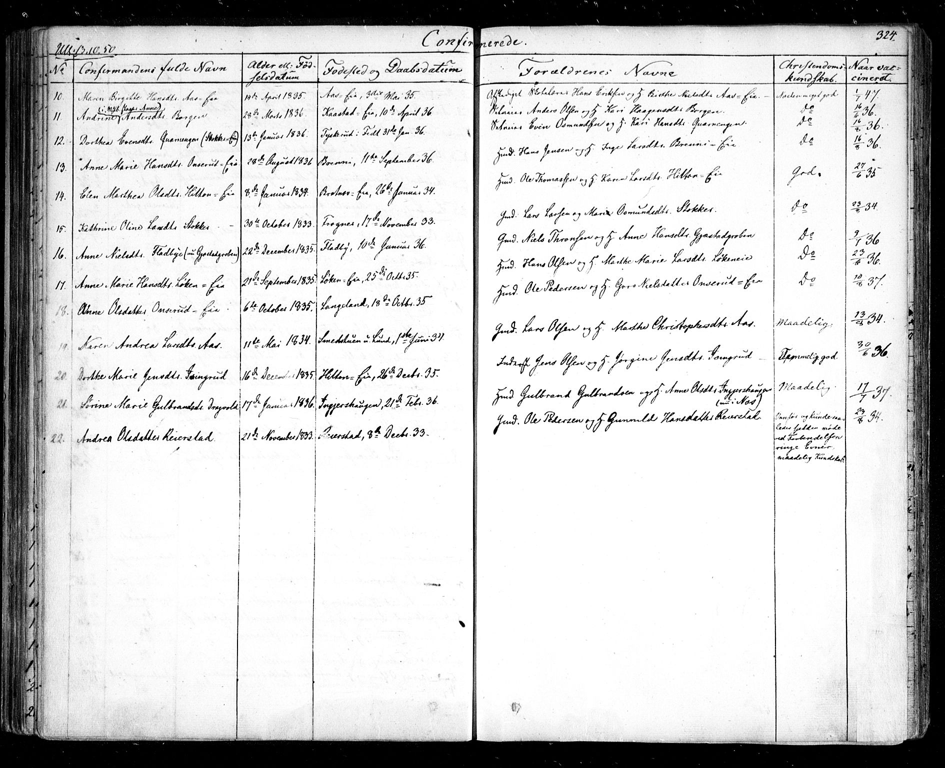 Ullensaker prestekontor Kirkebøker, AV/SAO-A-10236a/F/Fa/L0014.b: Parish register (official) no. I 14B, 1836-1850, p. 324