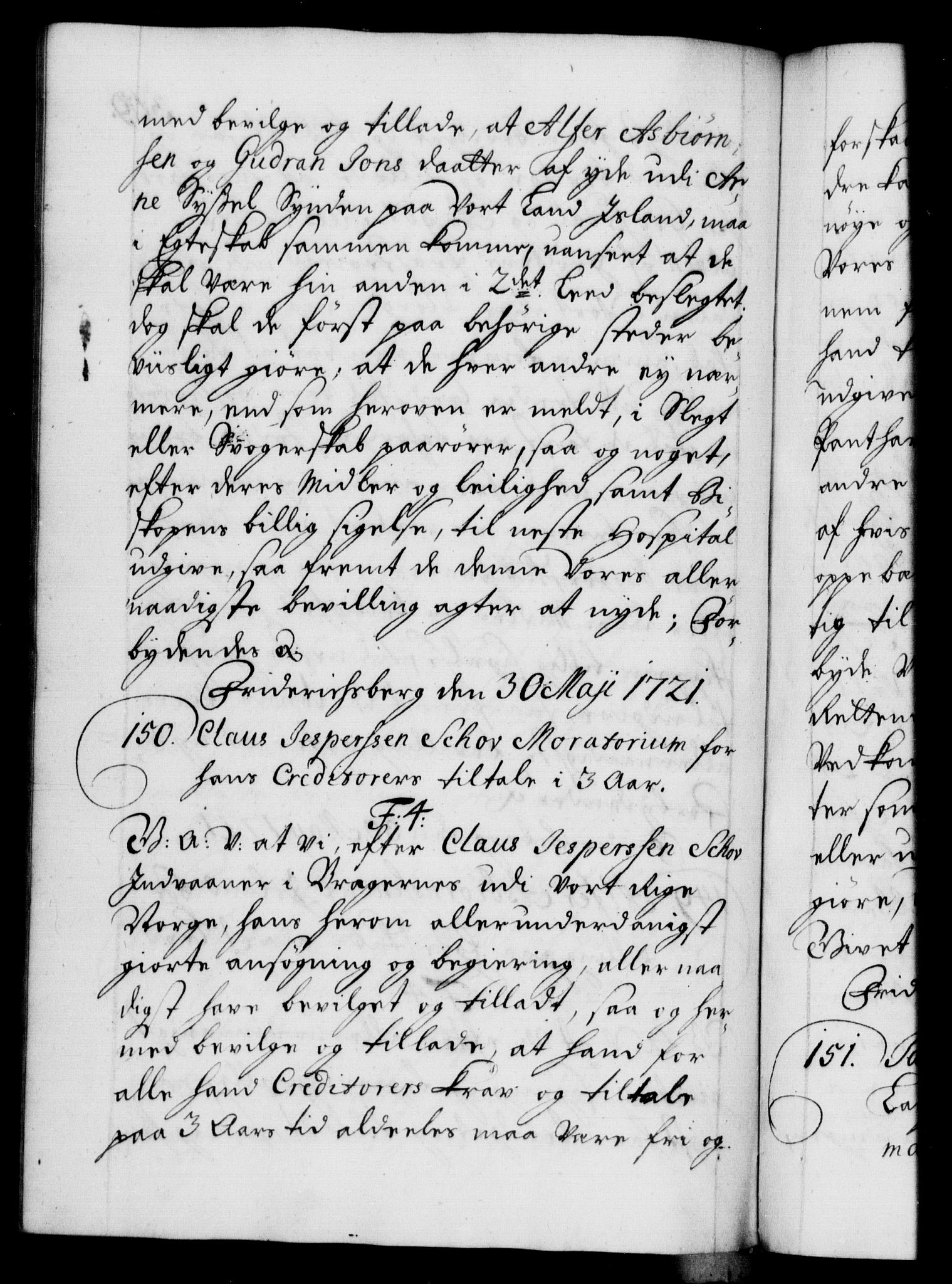 Danske Kanselli 1572-1799, AV/RA-EA-3023/F/Fc/Fca/Fcaa/L0023: Norske registre, 1720-1722, p. 309b