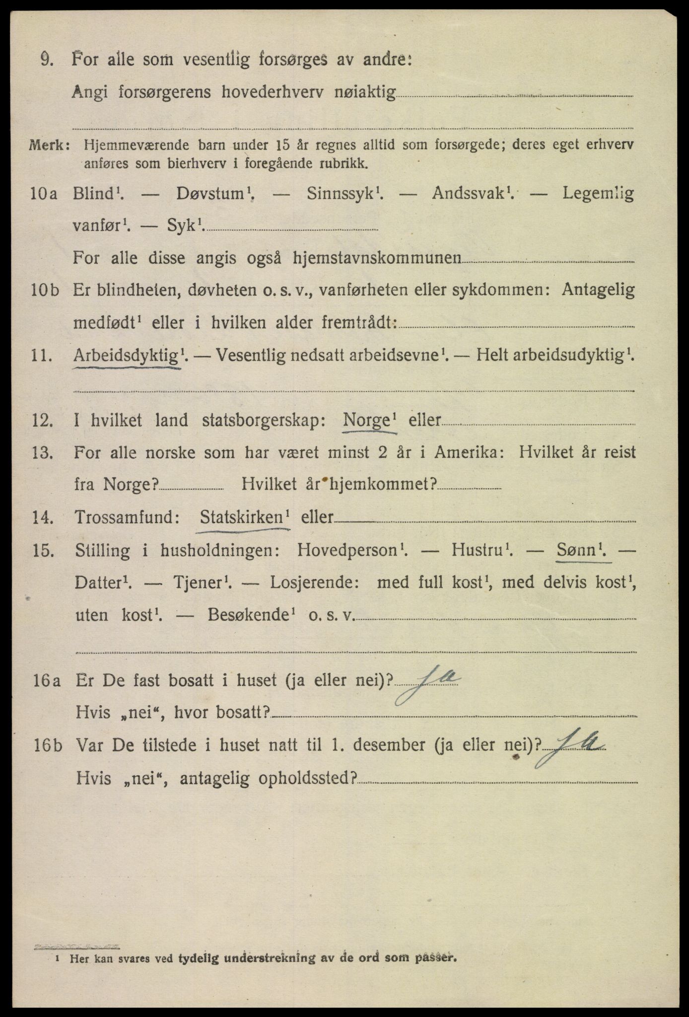 SAK, 1920 census for Vegusdal, 1920, p. 372