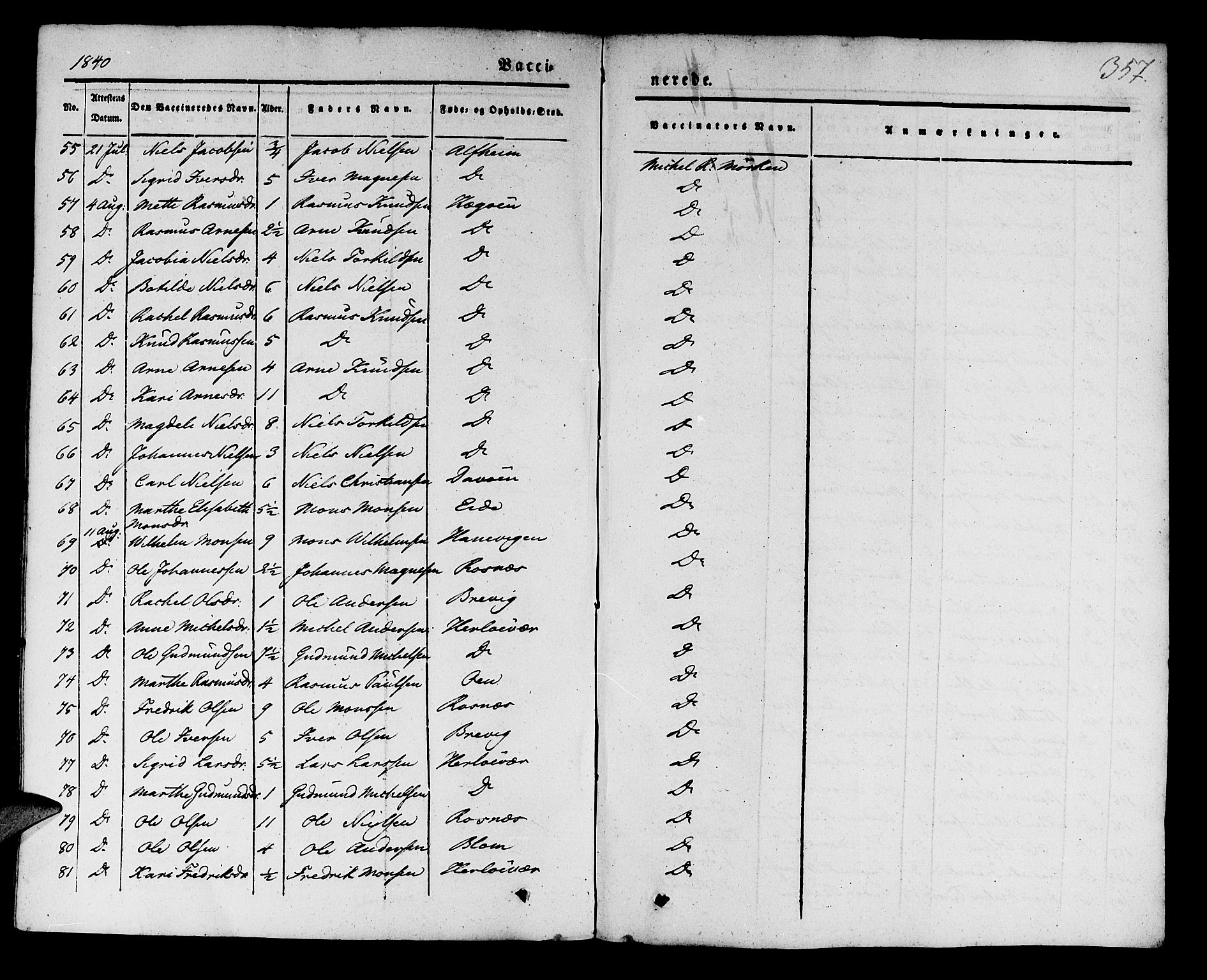 Manger sokneprestembete, SAB/A-76801/H/Haa: Parish register (official) no. A 5, 1839-1848, p. 357