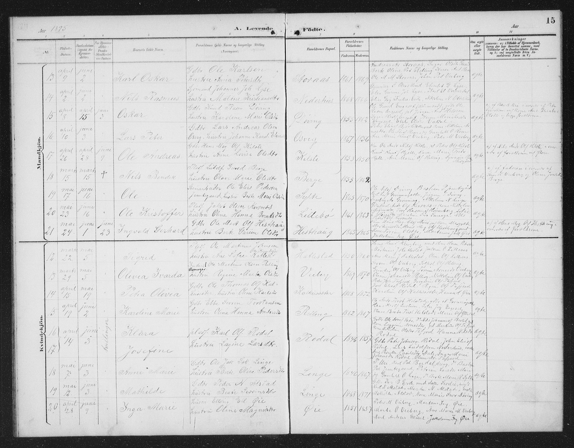 Ministerialprotokoller, klokkerbøker og fødselsregistre - Møre og Romsdal, AV/SAT-A-1454/519/L0264: Parish register (copy) no. 519C05, 1892-1910, p. 15