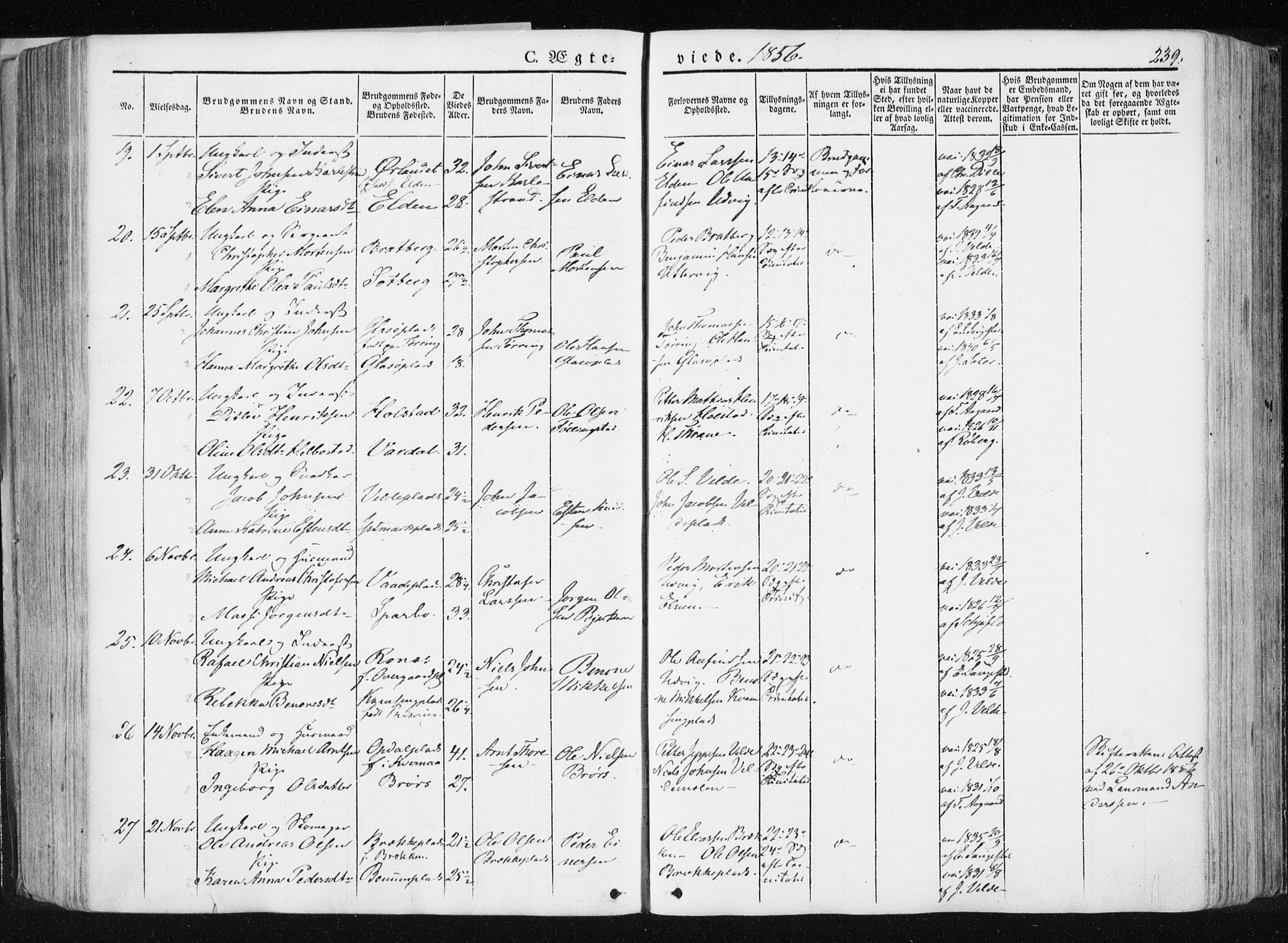 Ministerialprotokoller, klokkerbøker og fødselsregistre - Nord-Trøndelag, SAT/A-1458/741/L0393: Parish register (official) no. 741A07, 1849-1863, p. 239