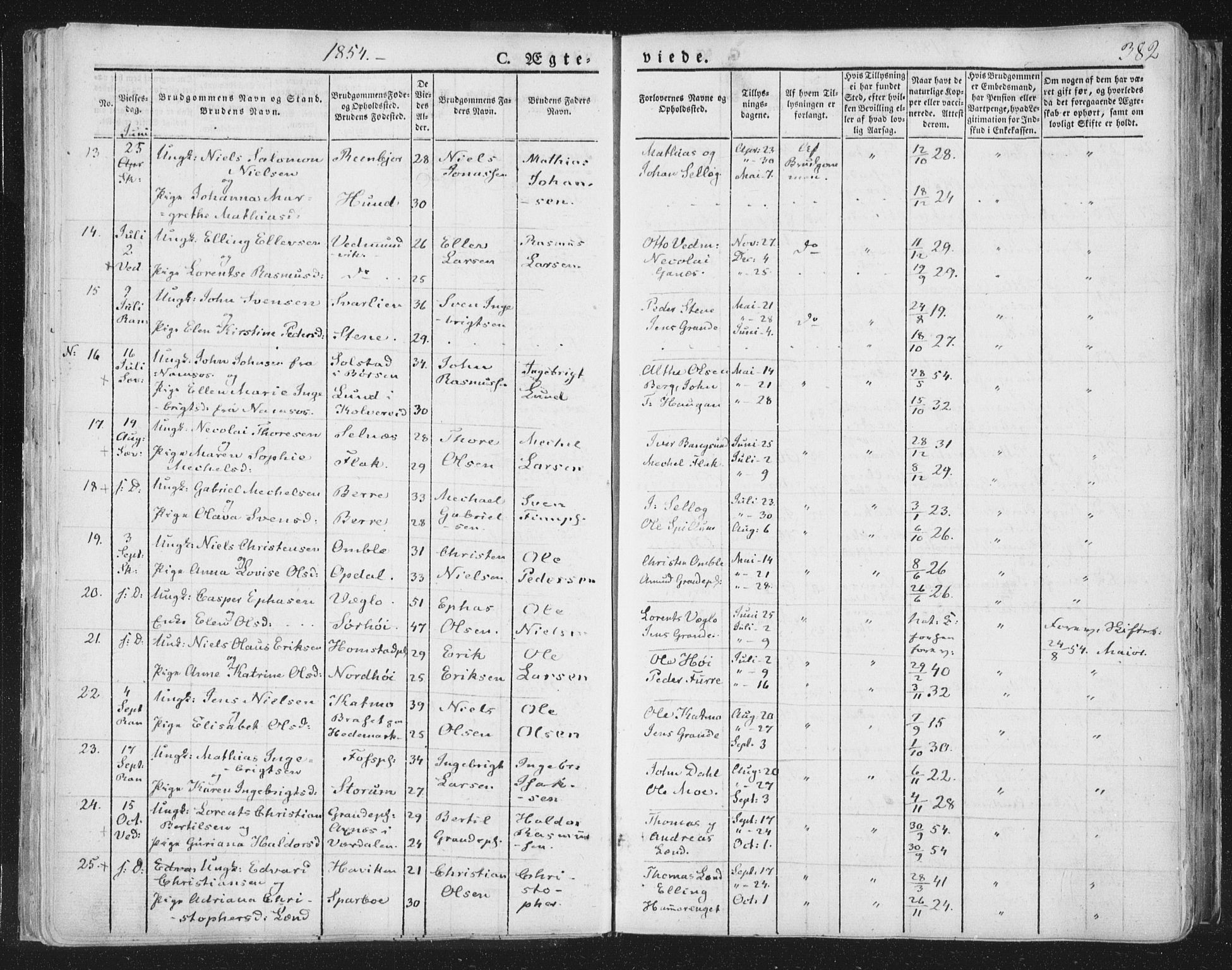 Ministerialprotokoller, klokkerbøker og fødselsregistre - Nord-Trøndelag, SAT/A-1458/764/L0552: Parish register (official) no. 764A07b, 1824-1865, p. 382