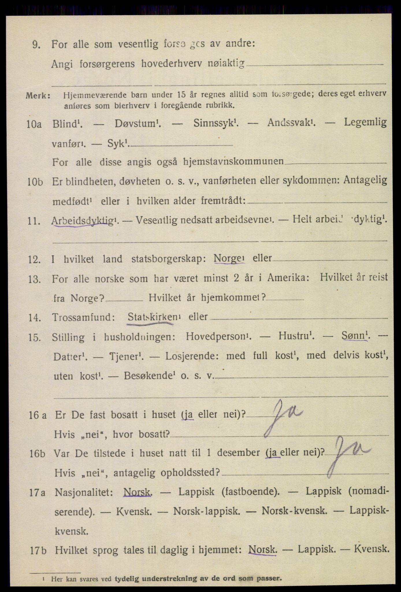 SAT, 1920 census for Tjøtta, 1920, p. 3920