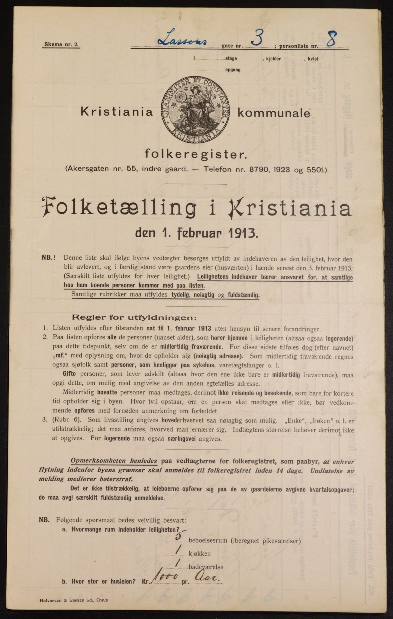 OBA, Municipal Census 1913 for Kristiania, 1913, p. 56995