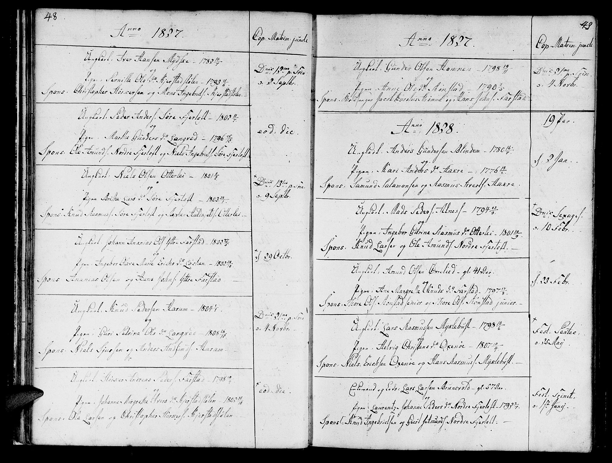 Ministerialprotokoller, klokkerbøker og fødselsregistre - Møre og Romsdal, SAT/A-1454/536/L0494: Parish register (official) no. 536A03, 1803-1836, p. 48-49