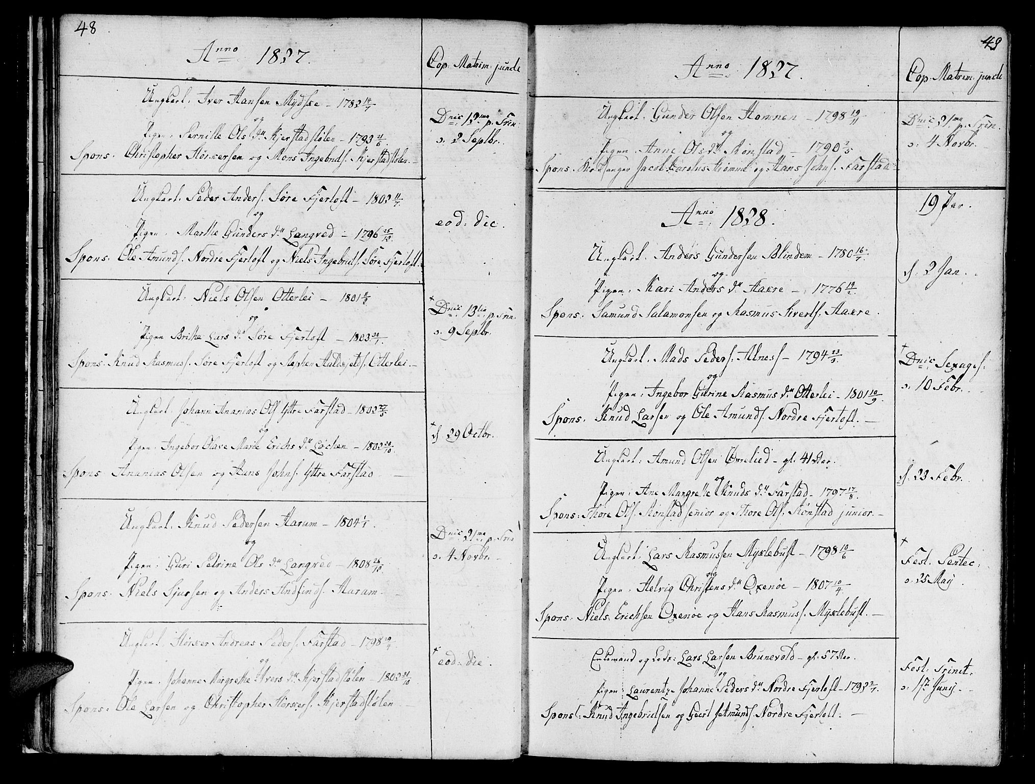 Ministerialprotokoller, klokkerbøker og fødselsregistre - Møre og Romsdal, AV/SAT-A-1454/536/L0494: Parish register (official) no. 536A03, 1803-1836, p. 48-49