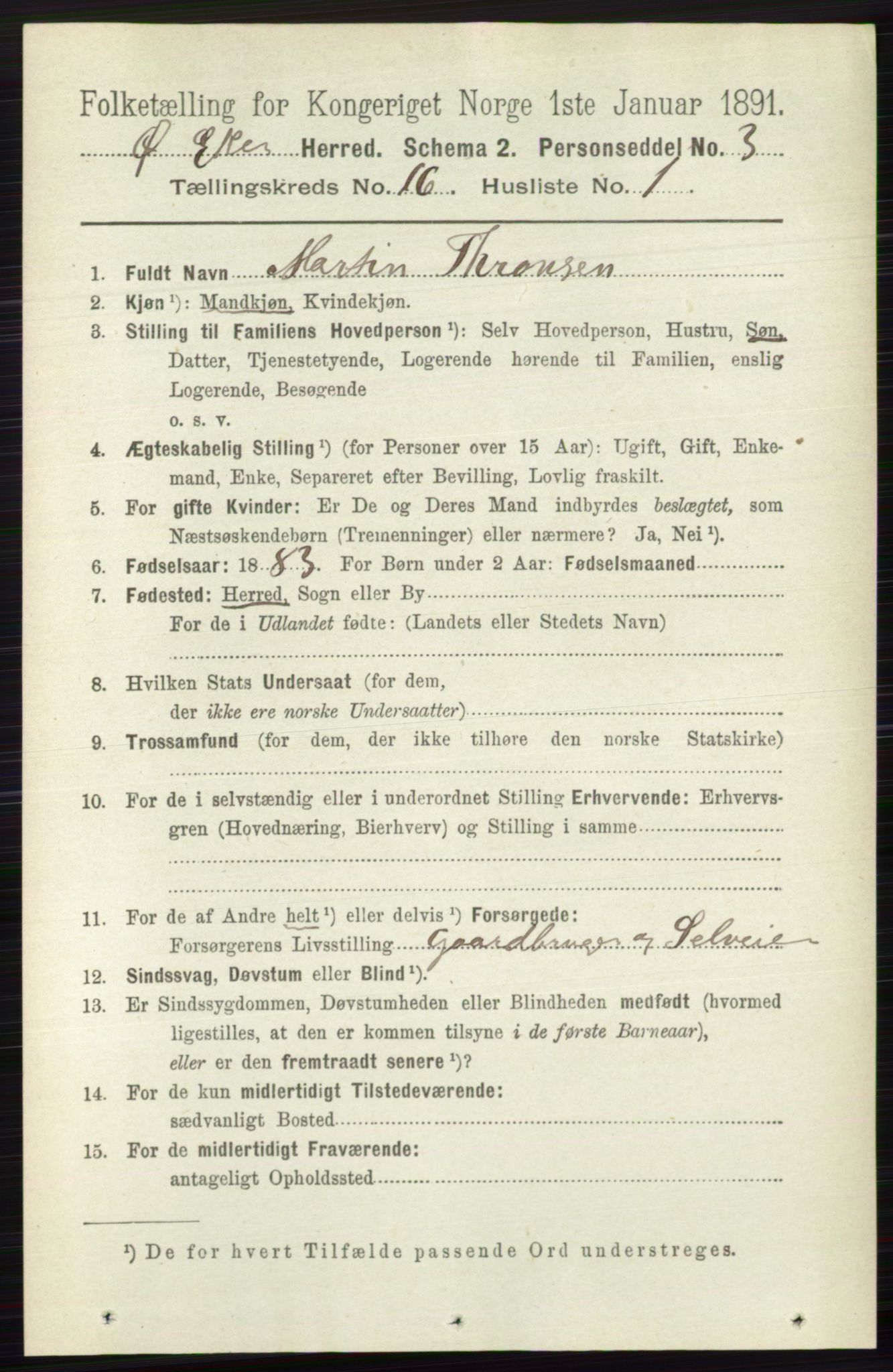 RA, 1891 census for 0624 Øvre Eiker, 1891, p. 7648