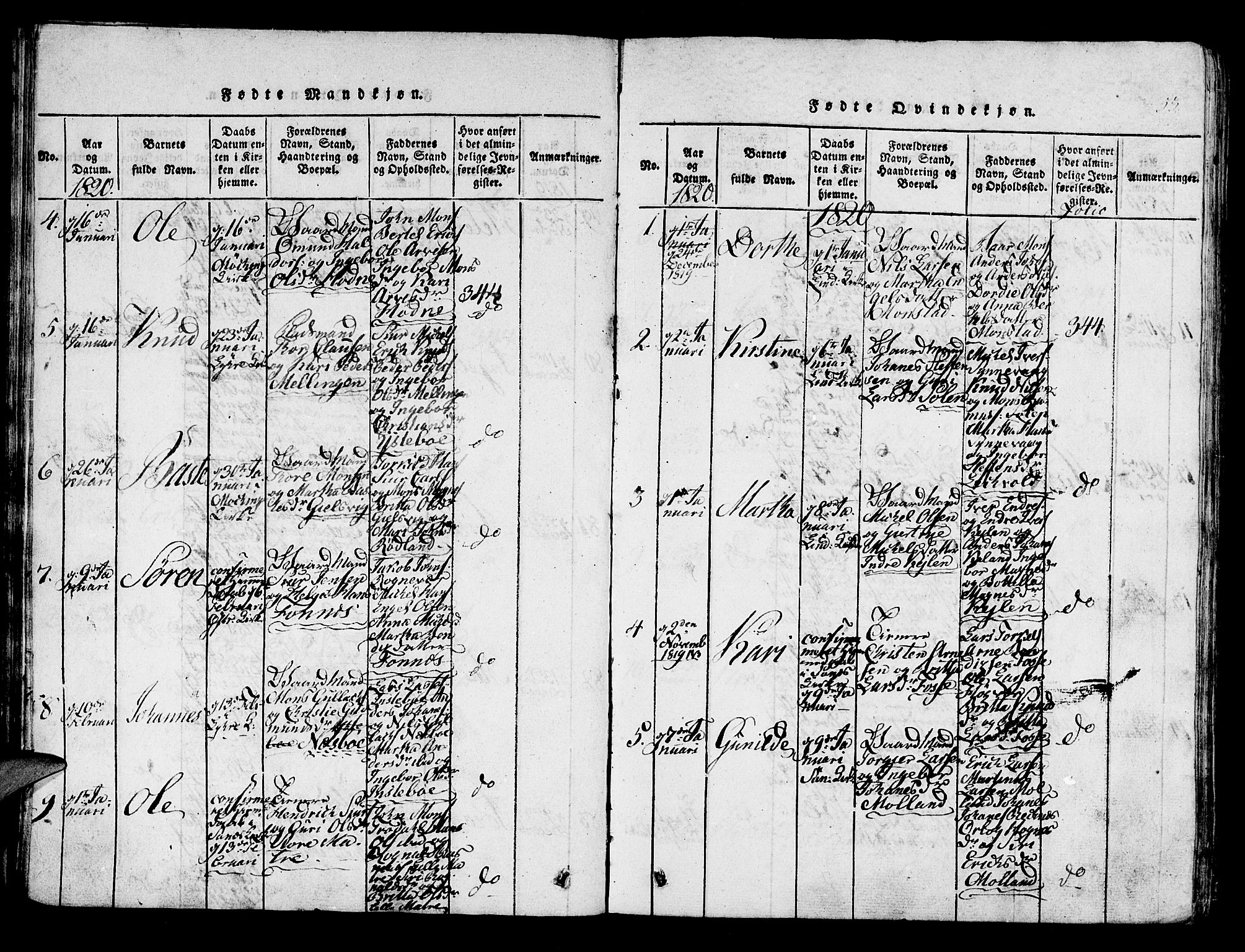 Lindås Sokneprestembete, SAB/A-76701/H/Haa: Parish register (official) no. A 7, 1816-1823, p. 53