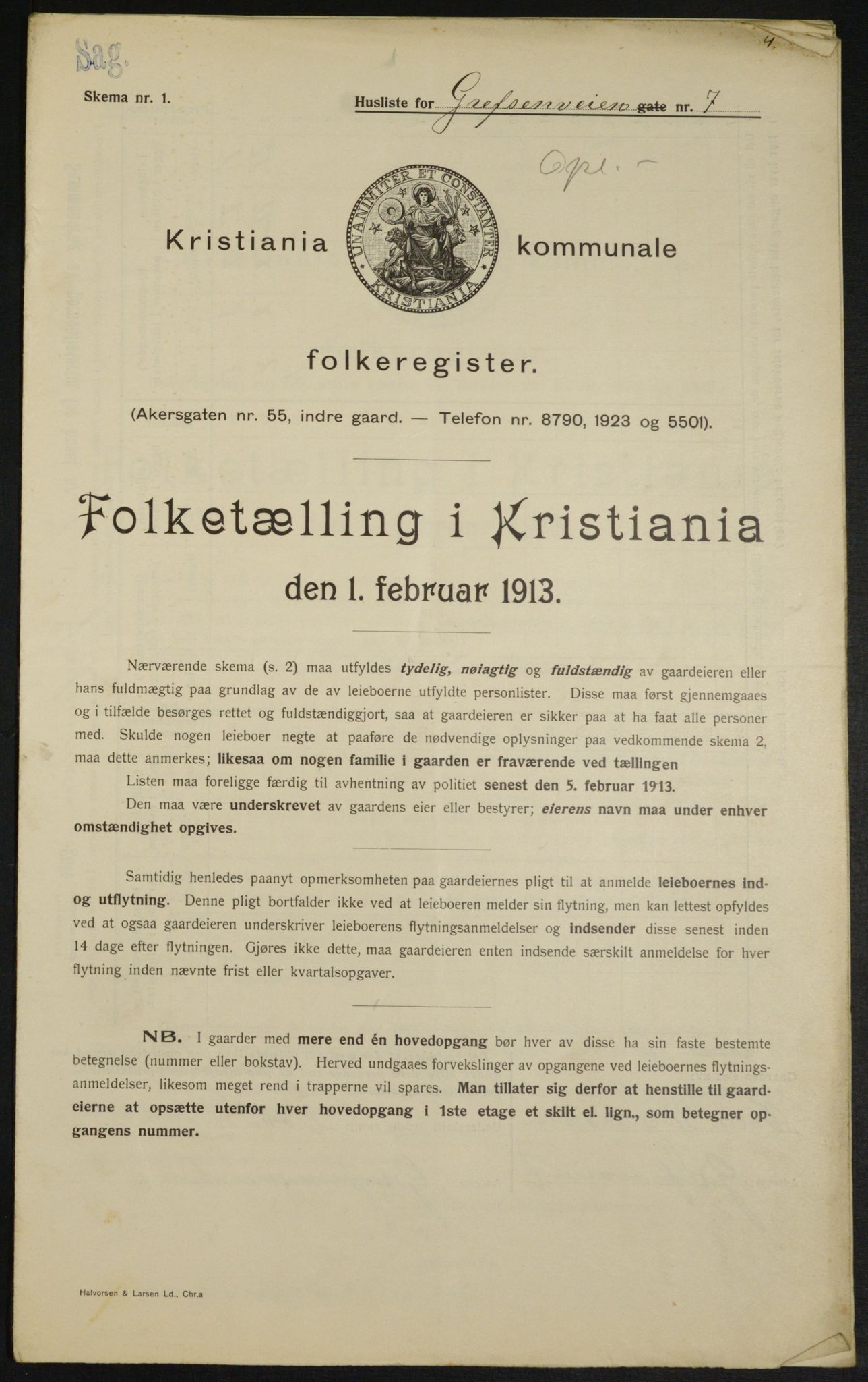 OBA, Municipal Census 1913 for Kristiania, 1913, p. 29611