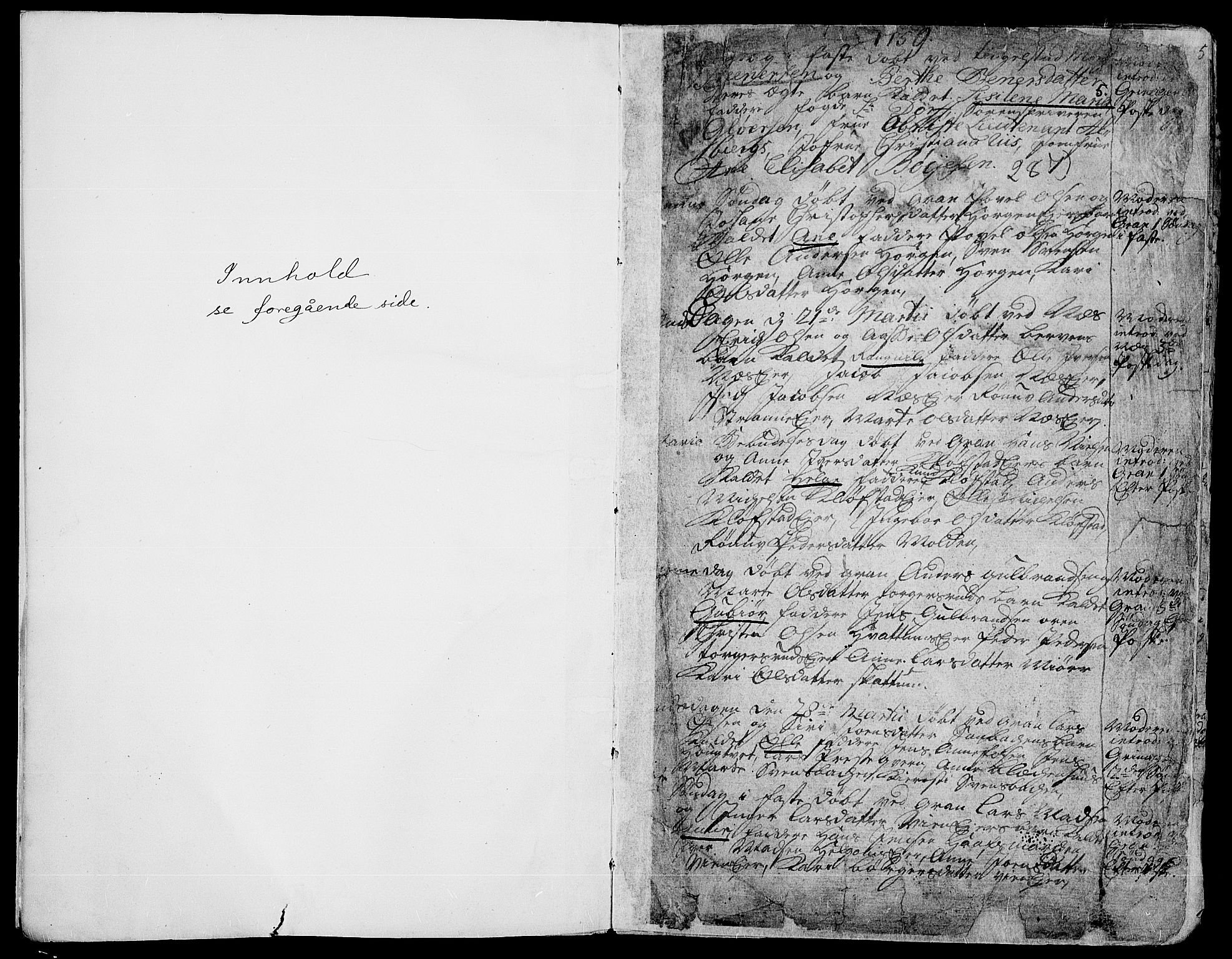 Gran prestekontor, SAH/PREST-112/H/Ha/Haa/L0004: Parish register (official) no. 4, 1759-1775, p. 5